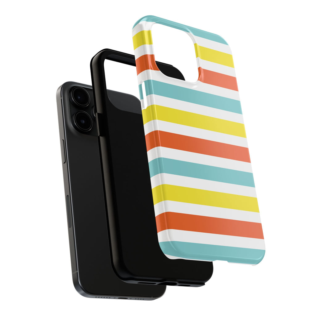 Striped Tough Phone Case — Retro Summer Color Block iPhone Case
