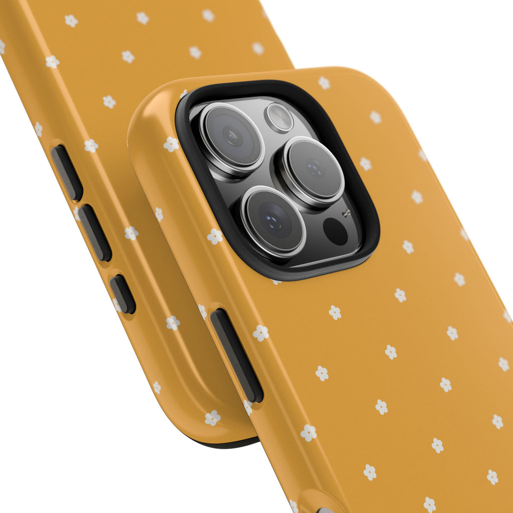 Ditsy Daisy Tough Phone Case — Mustard Floral Protective Cover
