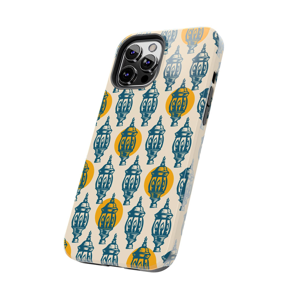 Tough Phone Case — Blue & Mustard Lantern Pattern Slim Protective Cover