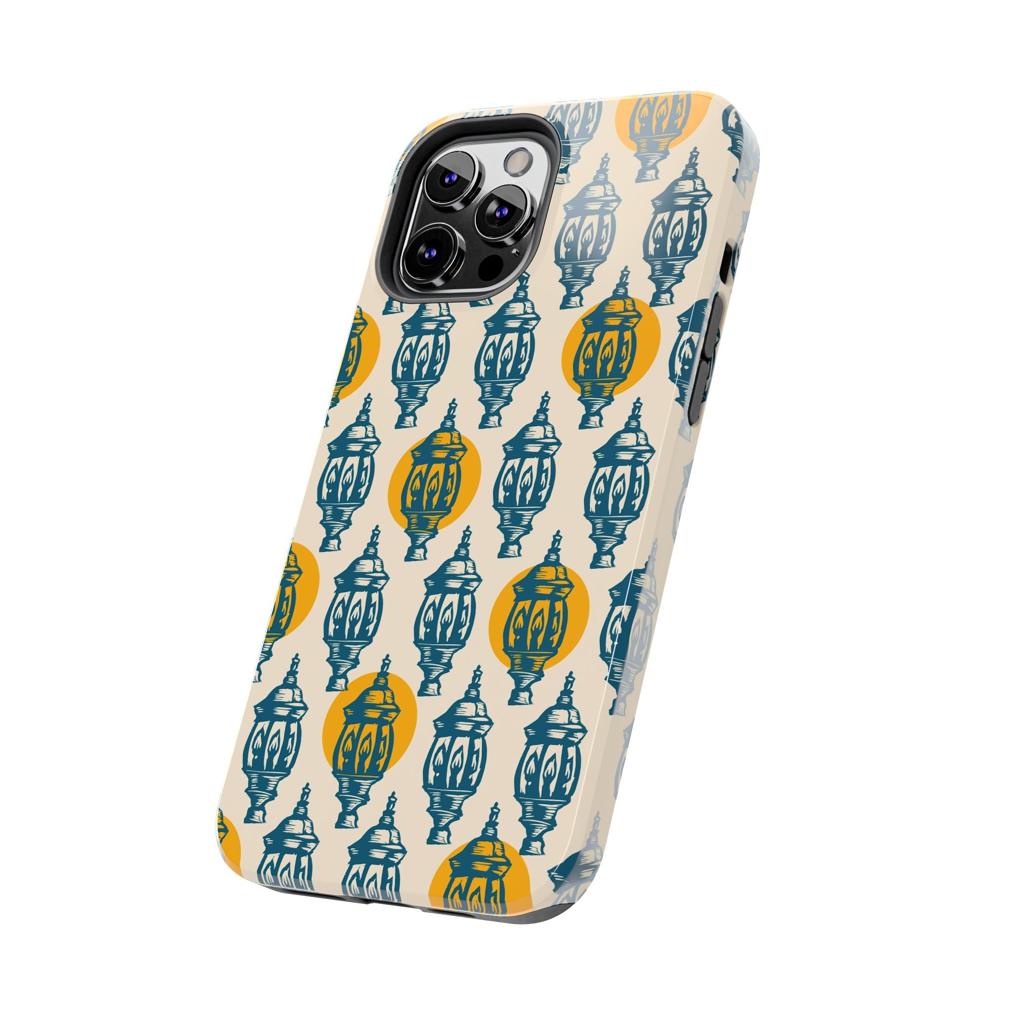 Tough Phone Case — Blue & Mustard Lantern Pattern Slim Protective Cover