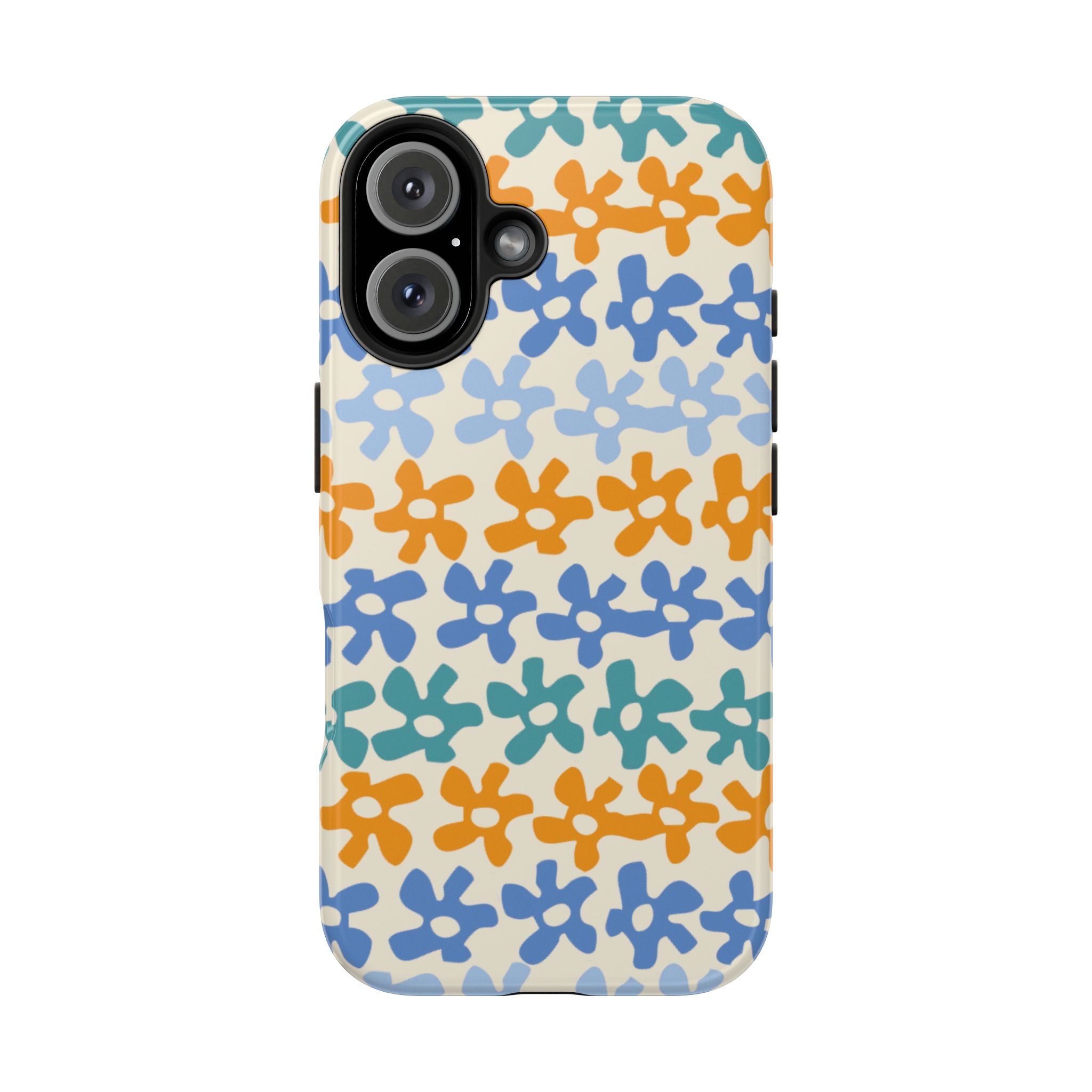Floral Stripe Tough Phone Case — Colorful Retro Doodle Protection