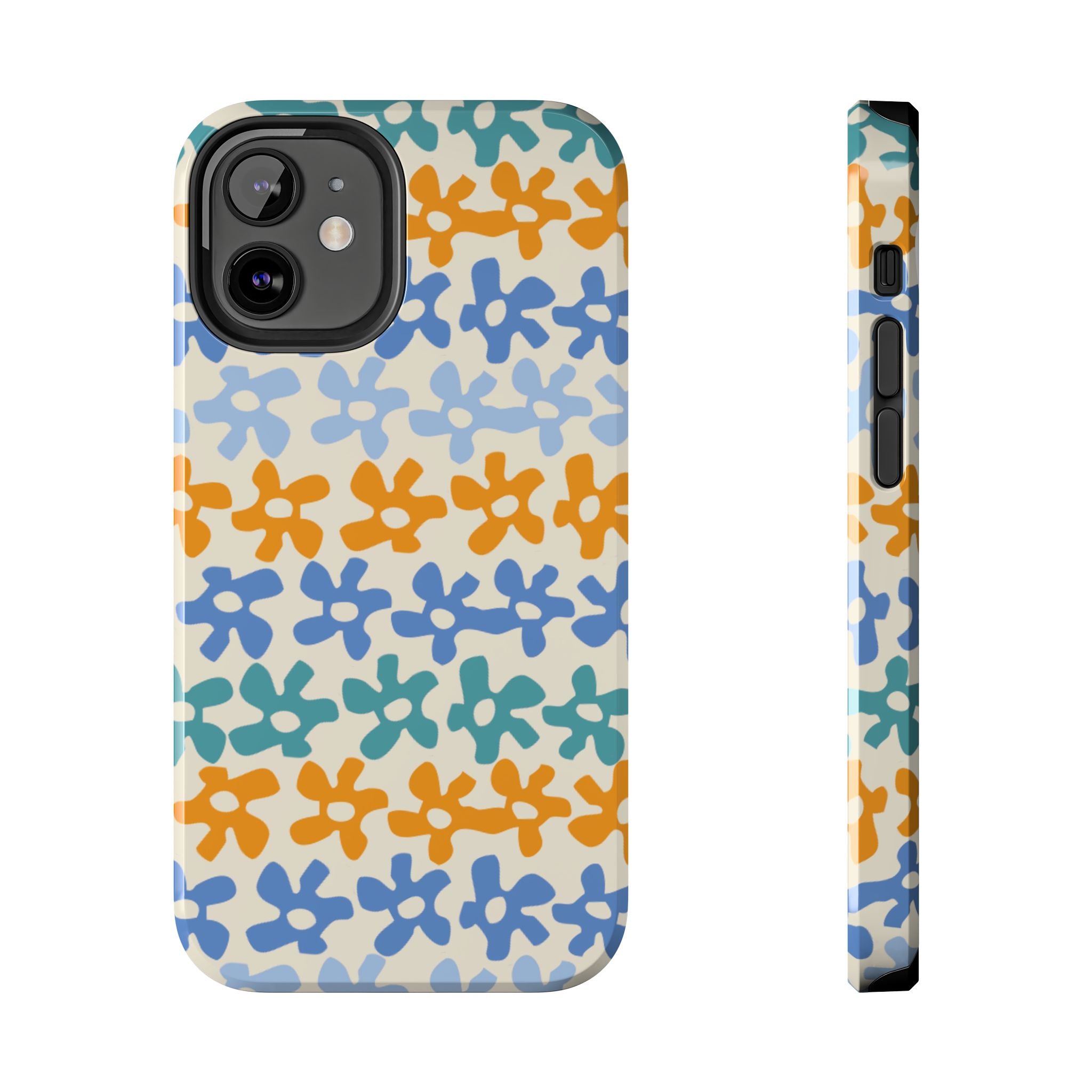 Floral Stripe Tough Phone Case — Colorful Retro Doodle Protection