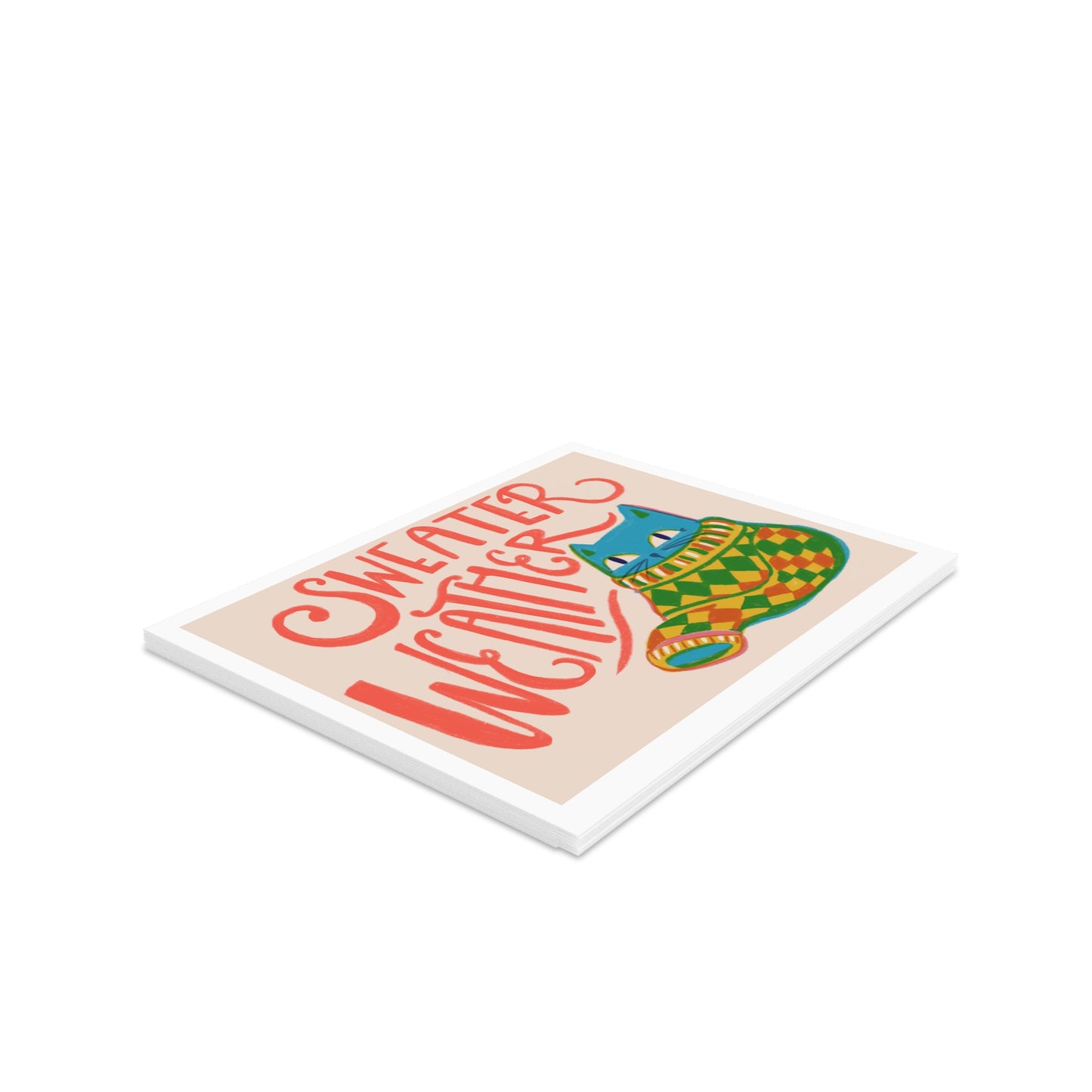 Cozy Greeting Cards Set - 'Sweater Weather' Collection for Fall Celebrations, Warm Wishes, Birthday, Friendship, Seasonal Greetings