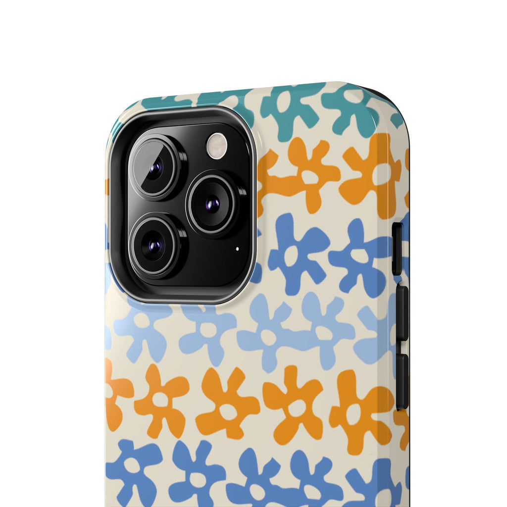 Floral Stripe Tough Phone Case — Colorful Retro Doodle Protection