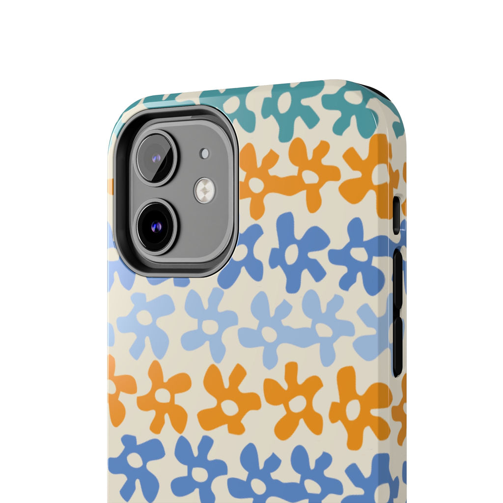 Floral Stripe Tough Phone Case — Colorful Retro Doodle Protection