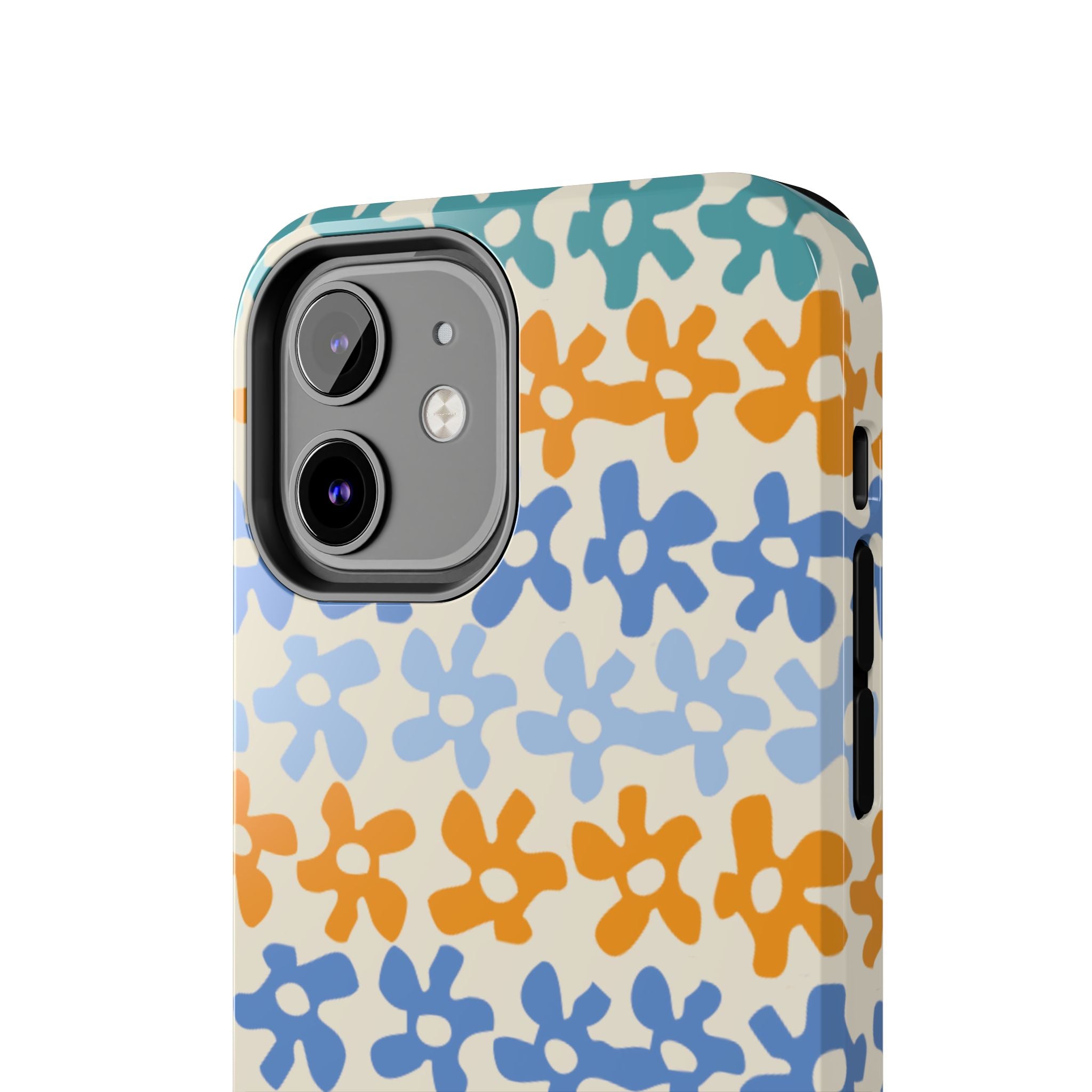 Floral Stripe Tough Phone Case — Colorful Retro Doodle Protection
