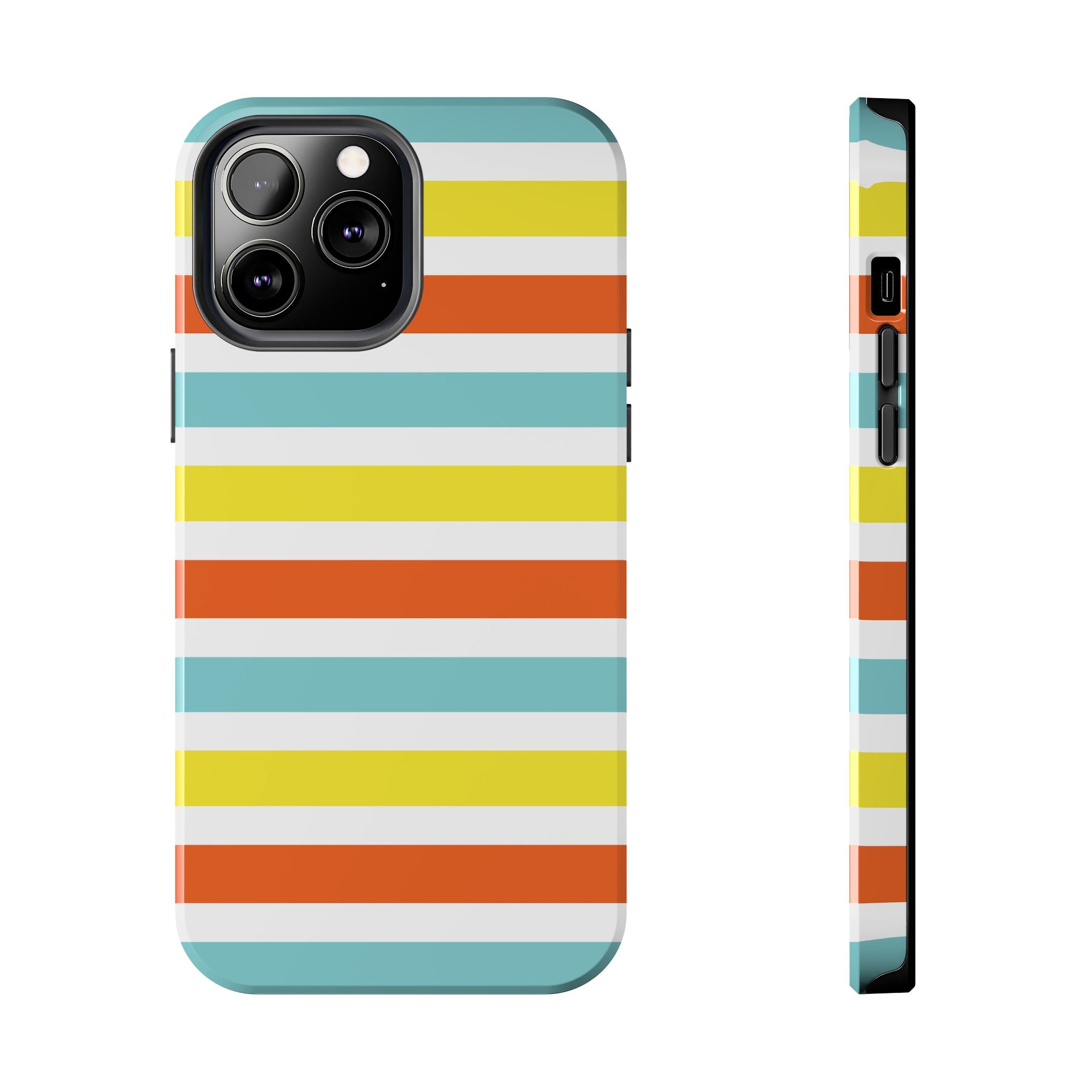 Striped Tough Phone Case — Retro Summer Color Block iPhone Case