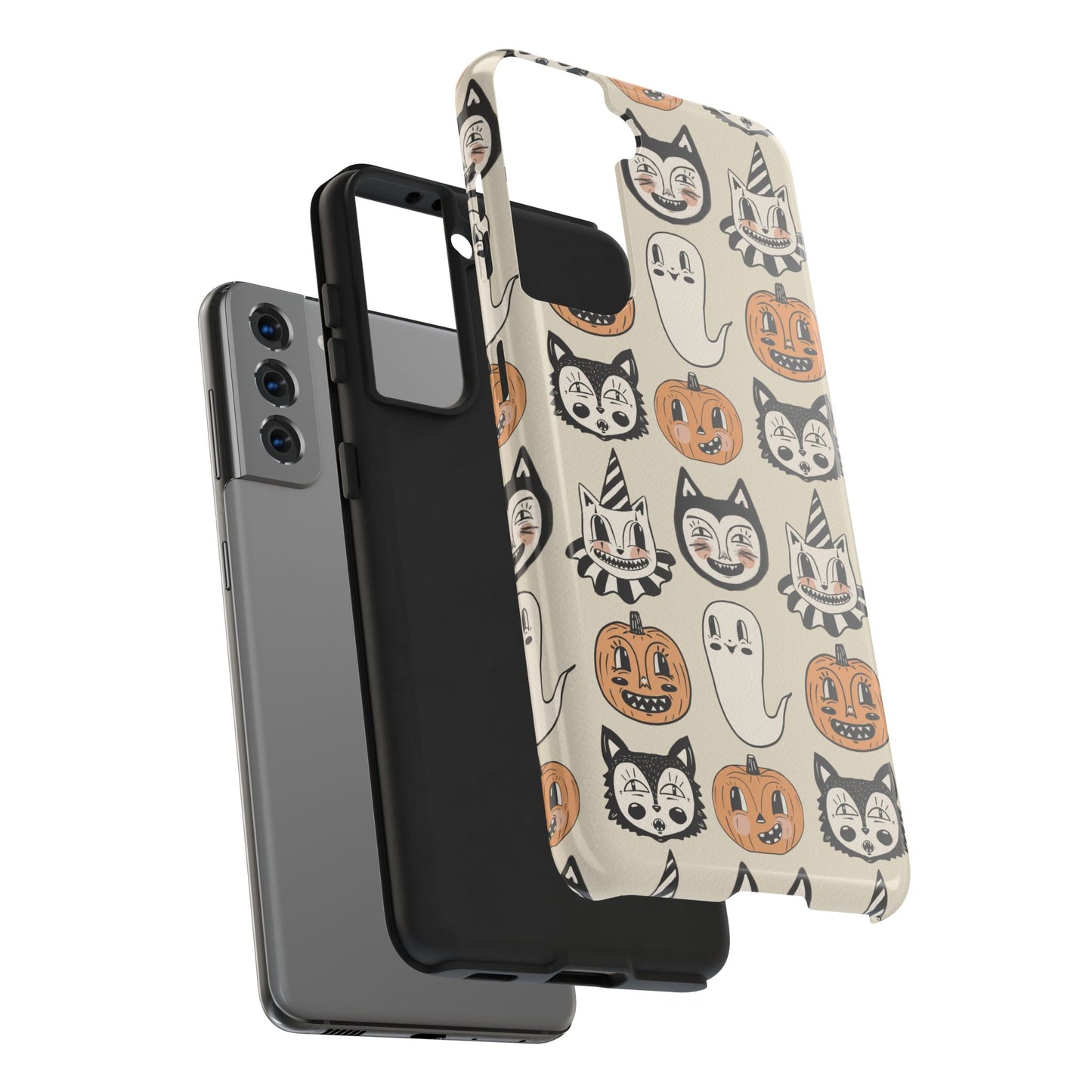 Halloween Cat & Pumpkin Phone Cases, Tough Phone Cover, Spooky Protective Case, Fall Aesthetic, Cute Halloween Gift