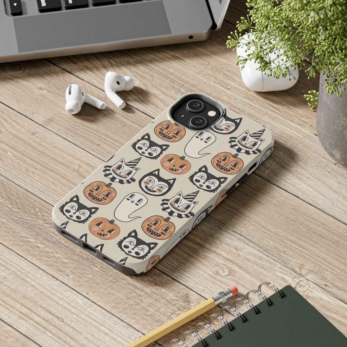 Halloween Cat & Pumpkin Phone Cases, Tough Phone Cover, Spooky Protective Case, Fall Aesthetic, Cute Halloween Gift