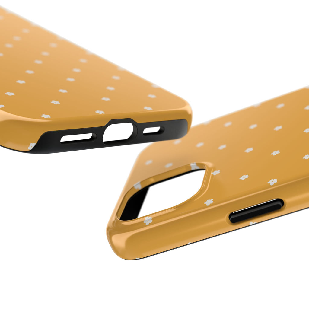 Ditsy Daisy Tough Phone Case — Mustard Floral Protective Cover