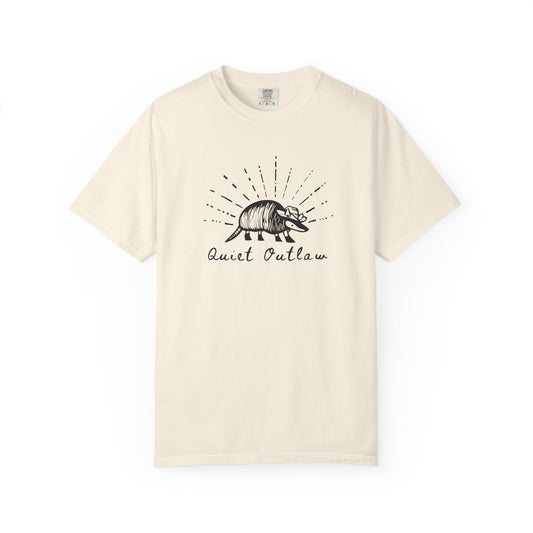 Unisex Garment-Dyed T-Shirt with 'Quiet Outlaw' Design, Casual Wear, Gift for Nature Lovers, Vintage Style Tee, Eco-Friendly Fashion