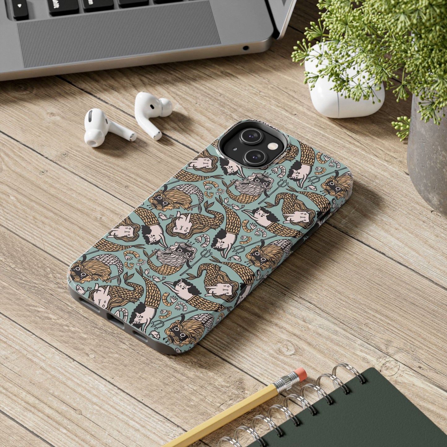 Cat Mermaid Tough Phone Case - Quirky Phone Art for Maximalists