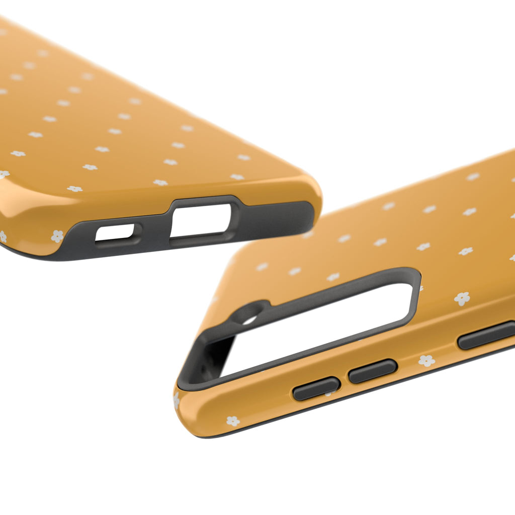 Ditsy Daisy Tough Phone Case — Mustard Floral Protective Cover