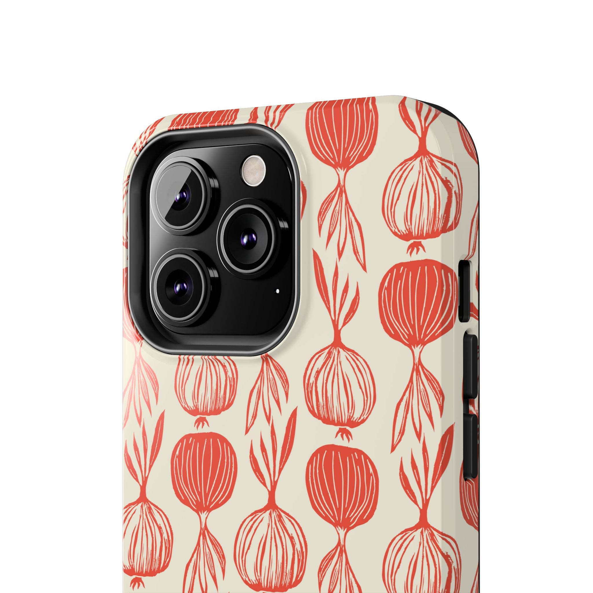 Floral Onion Pattern Tough Phone Case — Red Botanical Protective Phone Cover
