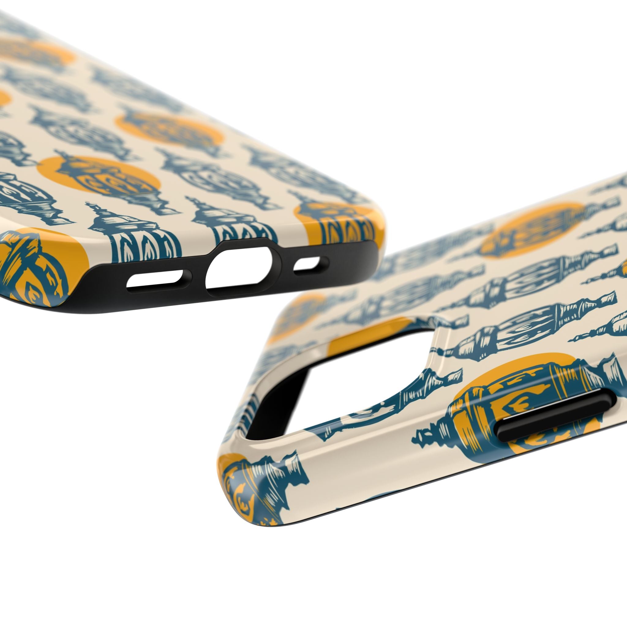 Tough Phone Case — Blue & Mustard Lantern Pattern Slim Protective Cover
