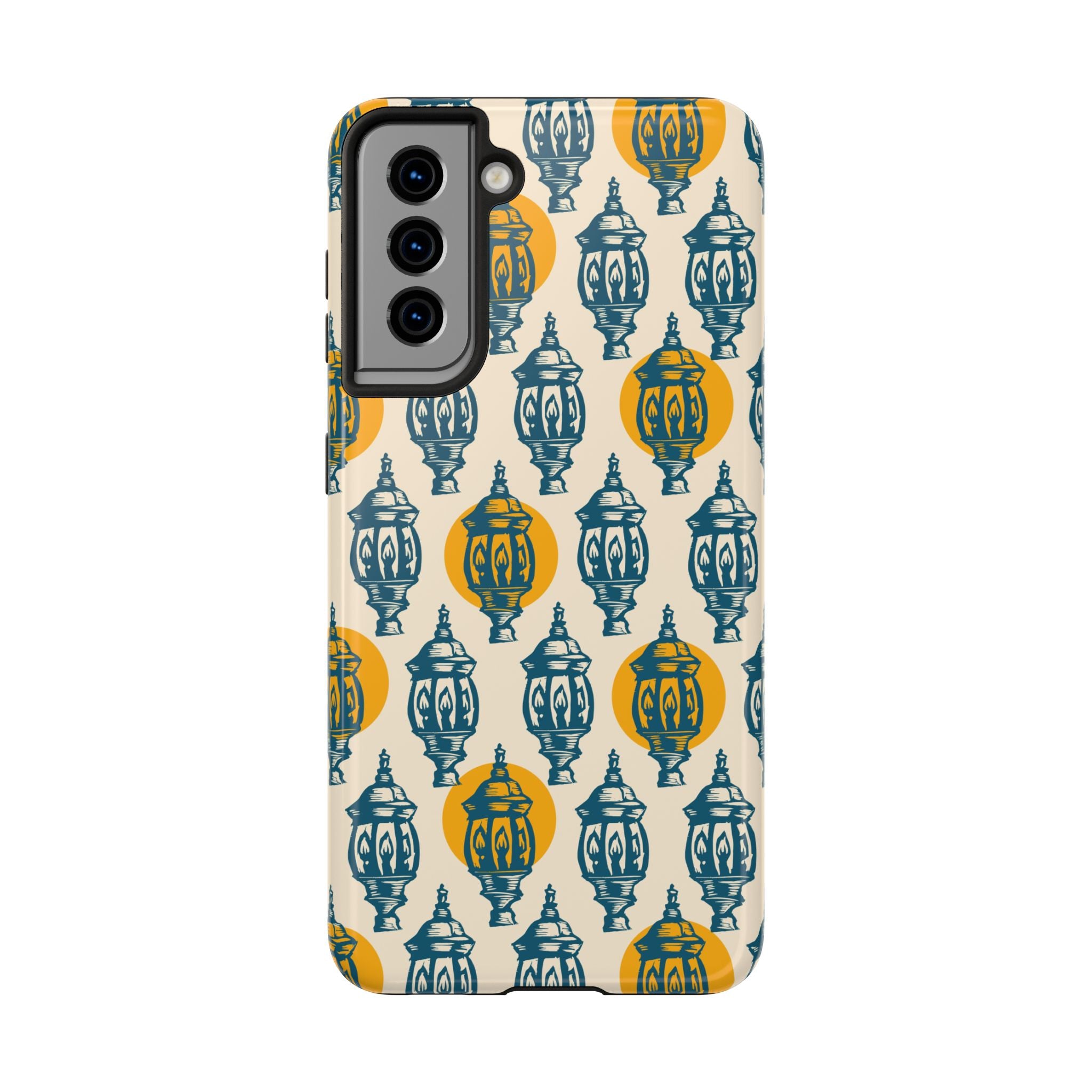 Tough Phone Case — Blue & Mustard Lantern Pattern Slim Protective Cover