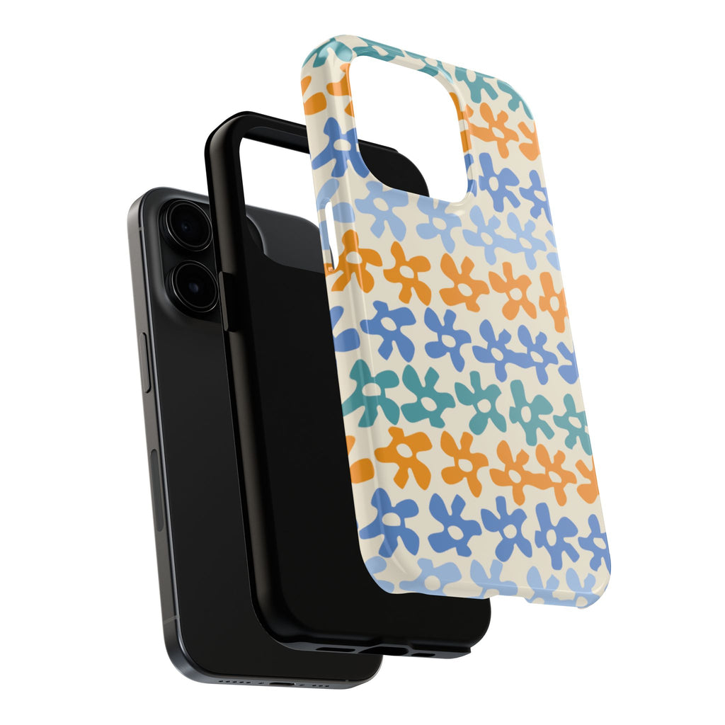 Floral Stripe Tough Phone Case — Colorful Retro Doodle Protection