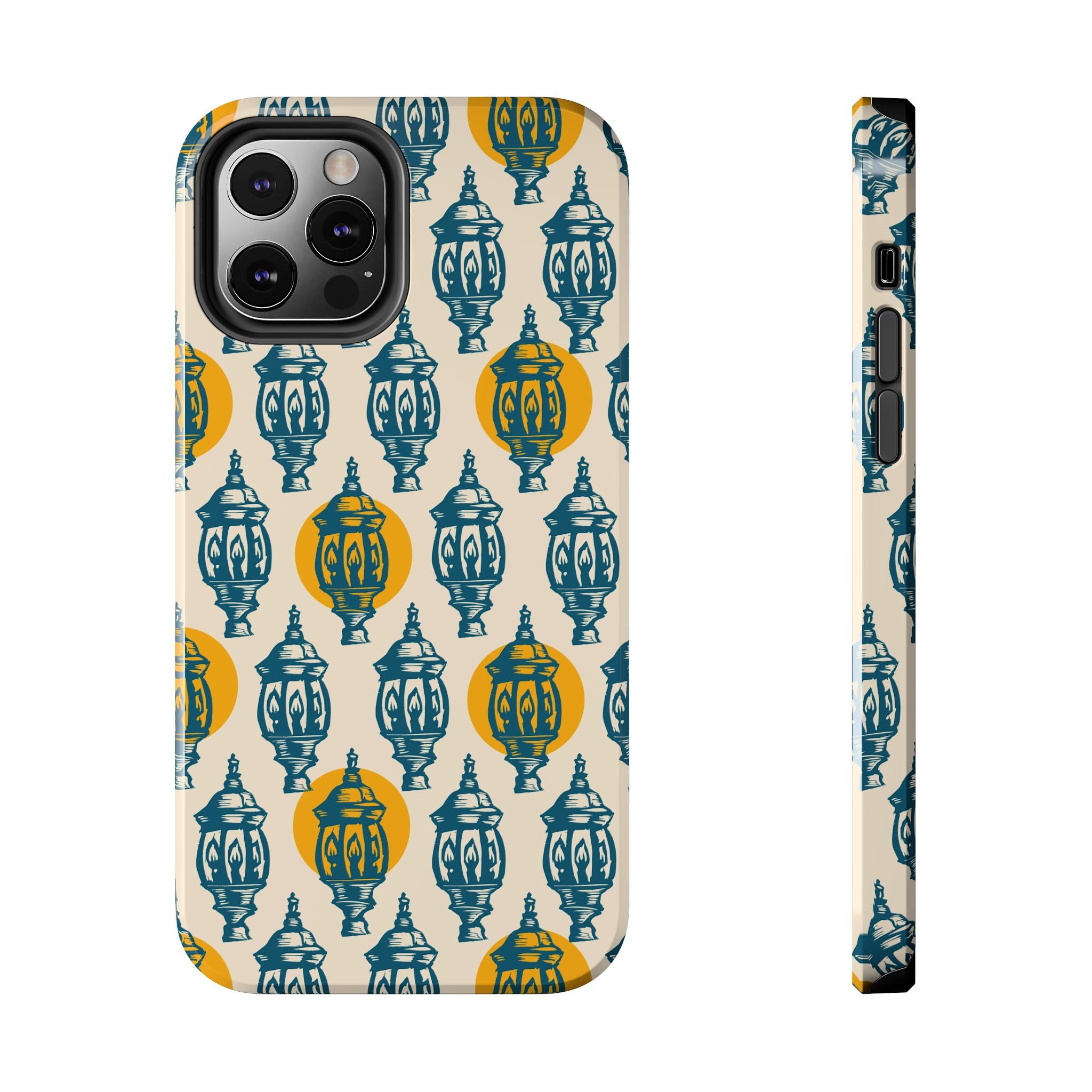 Tough Phone Case — Blue & Mustard Lantern Pattern Slim Protective Cover