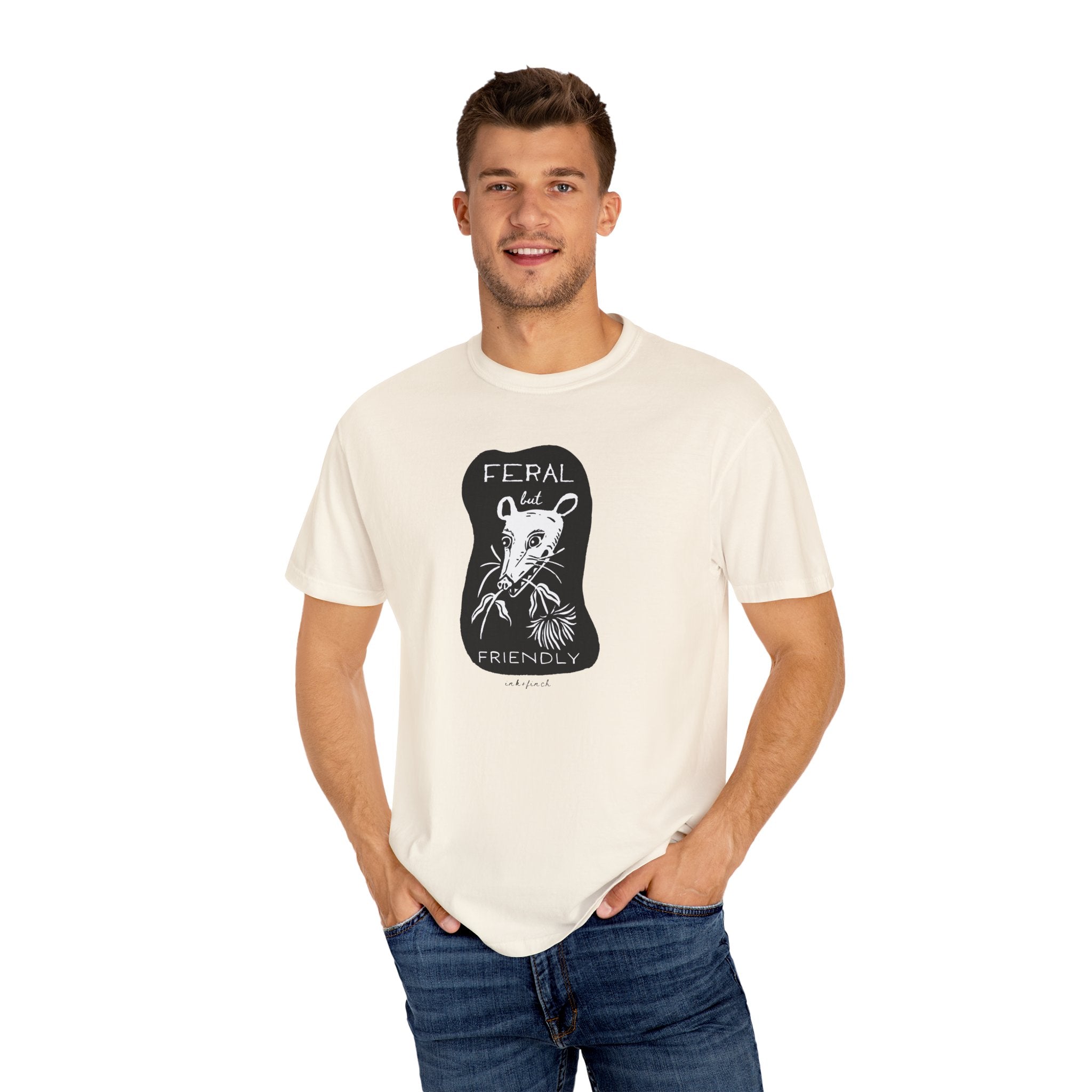 Feral but Friendly Unisex Jersey Tee - Funny Opossum Graphic T-Shirt for Feral Girl Summer