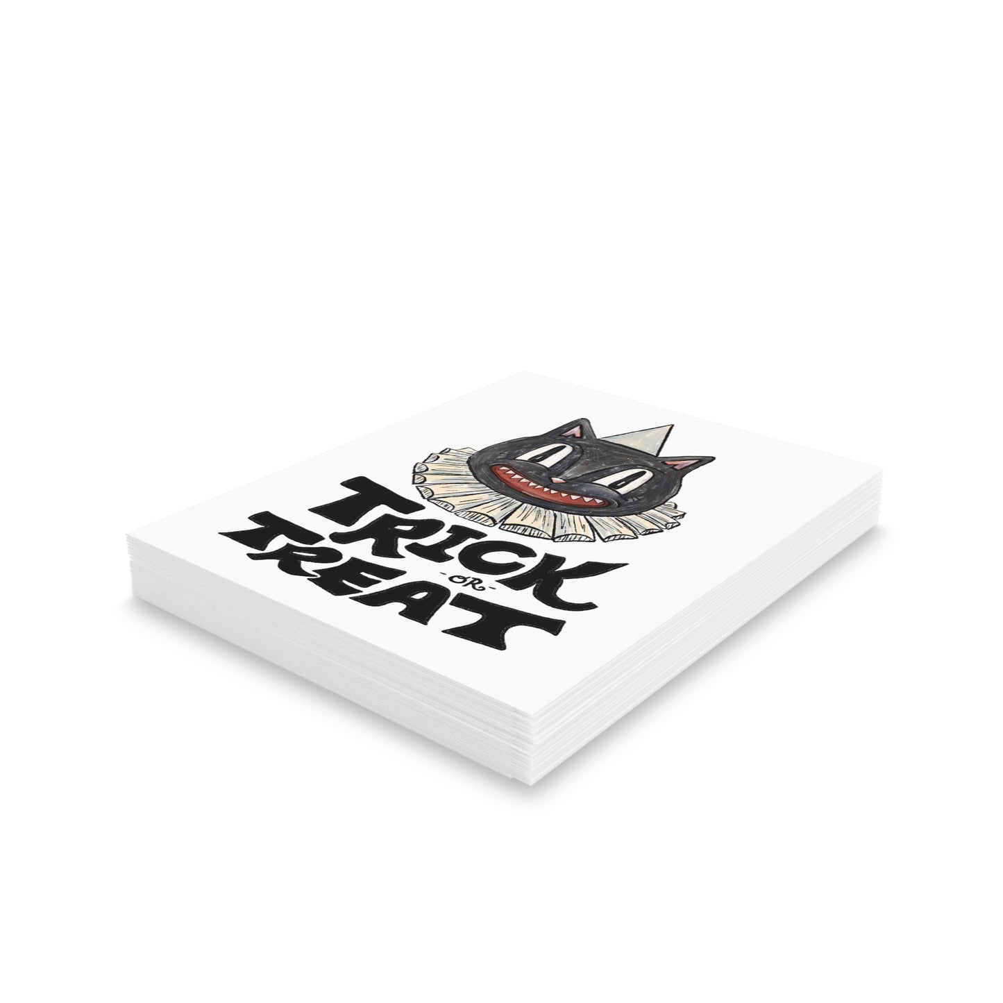 Halloween Greeting Cards Set - Trick or Treat Cat Design | Spooky Cards for Kids, Halloween Parties, Fall Celebrations, Card Making