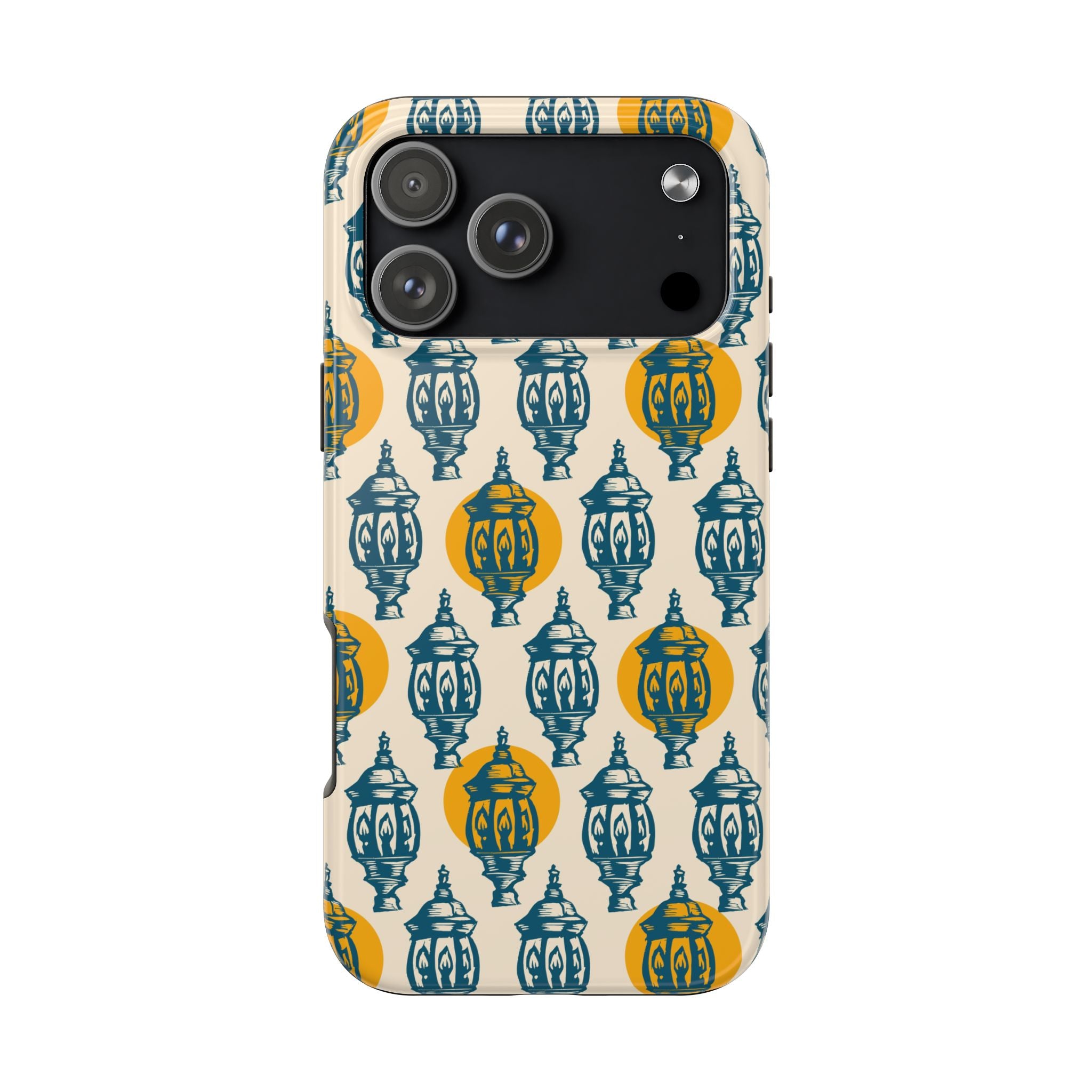 Tough Phone Case — Blue & Mustard Lantern Pattern Slim Protective Cover