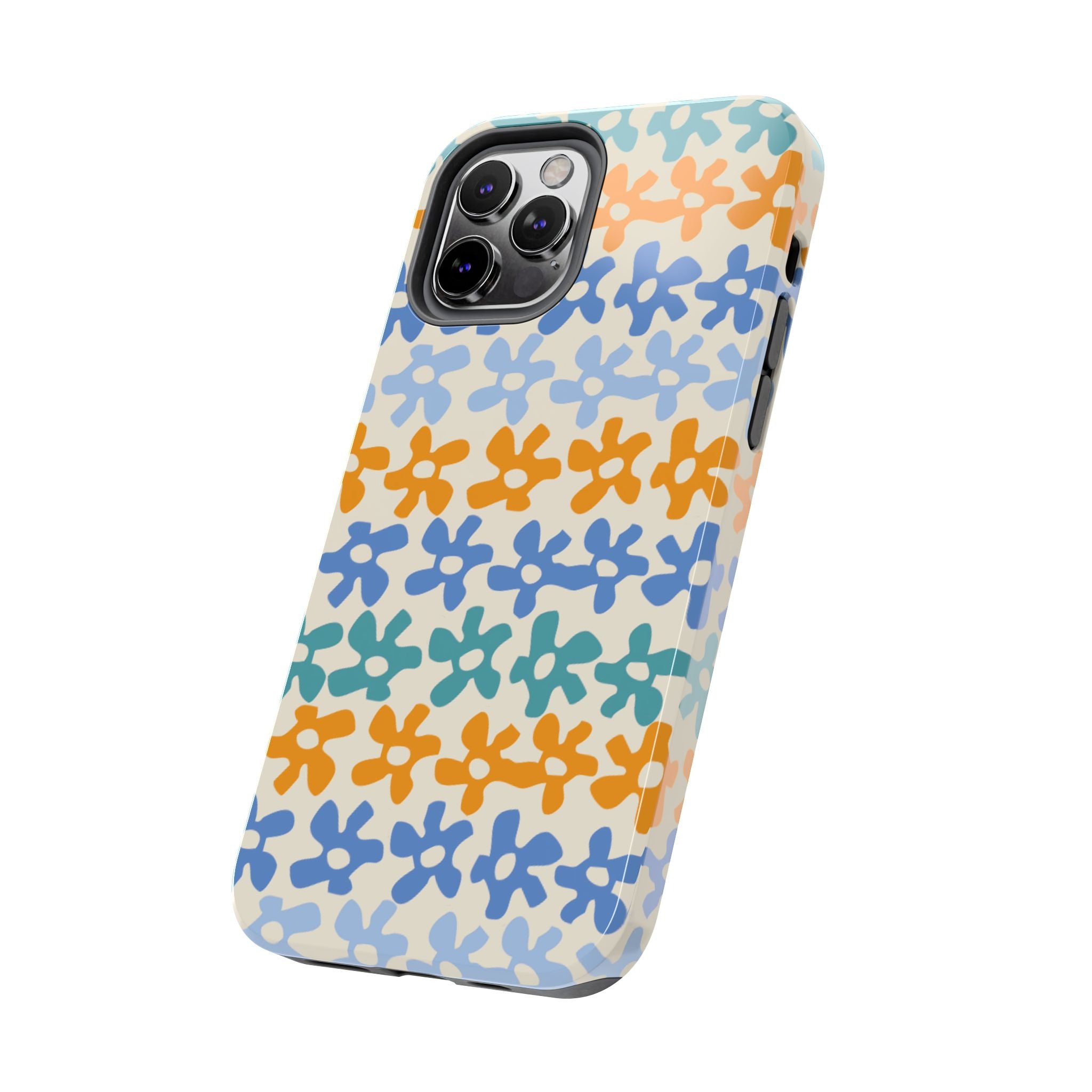 Floral Stripe Tough Phone Case — Colorful Retro Doodle Protection