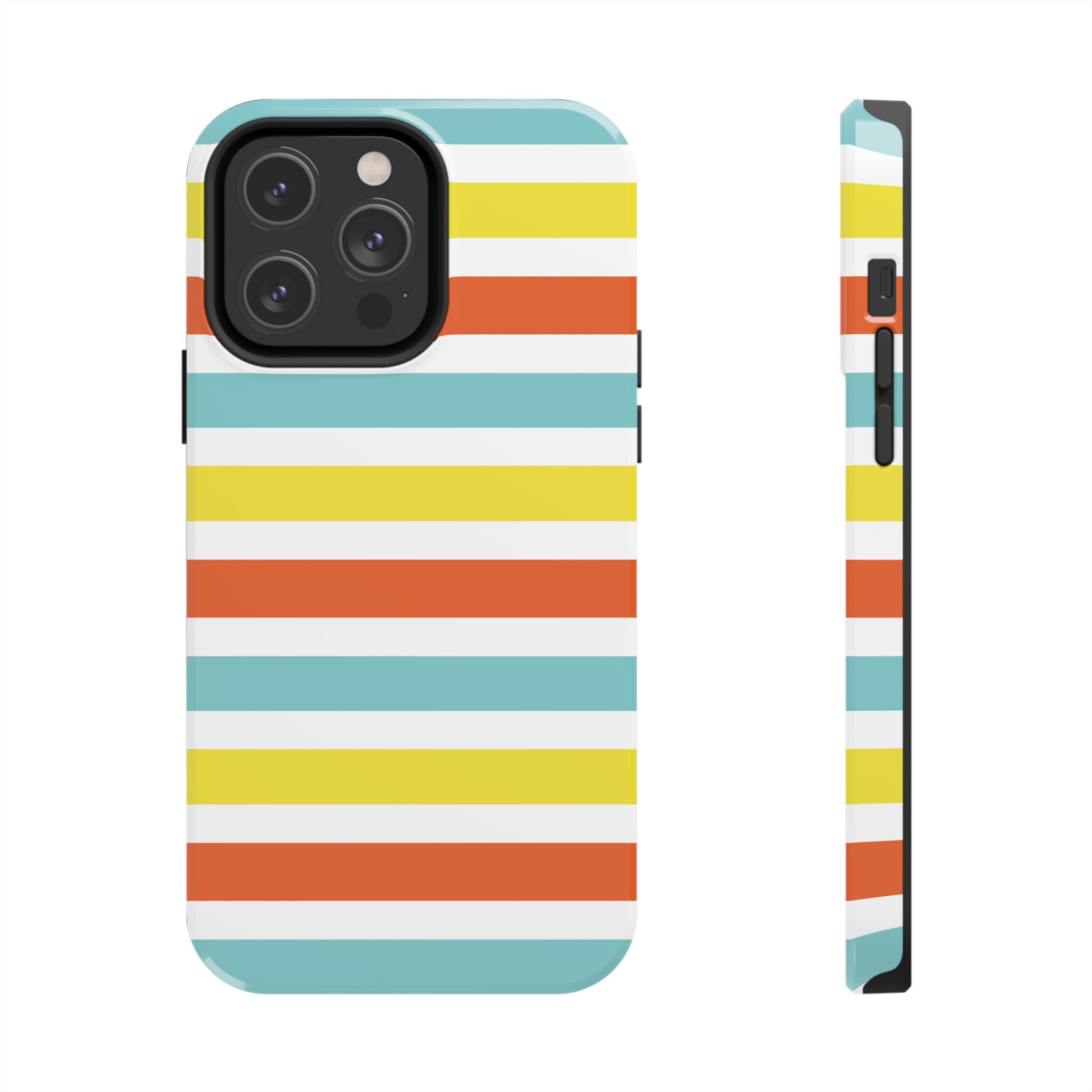 Striped Tough Phone Case — Retro Summer Color Block iPhone Case