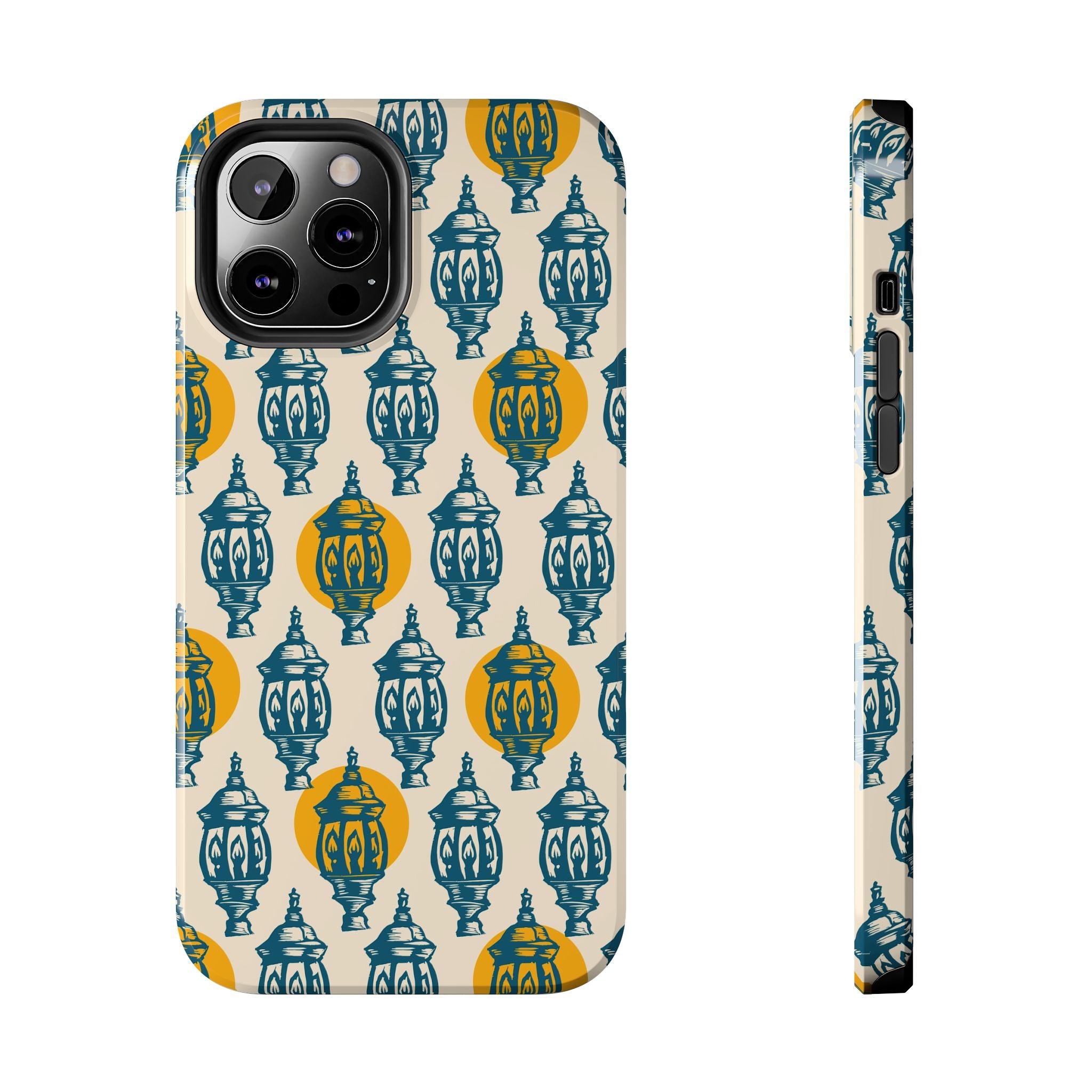 Tough Phone Case — Blue & Mustard Lantern Pattern Slim Protective Cover