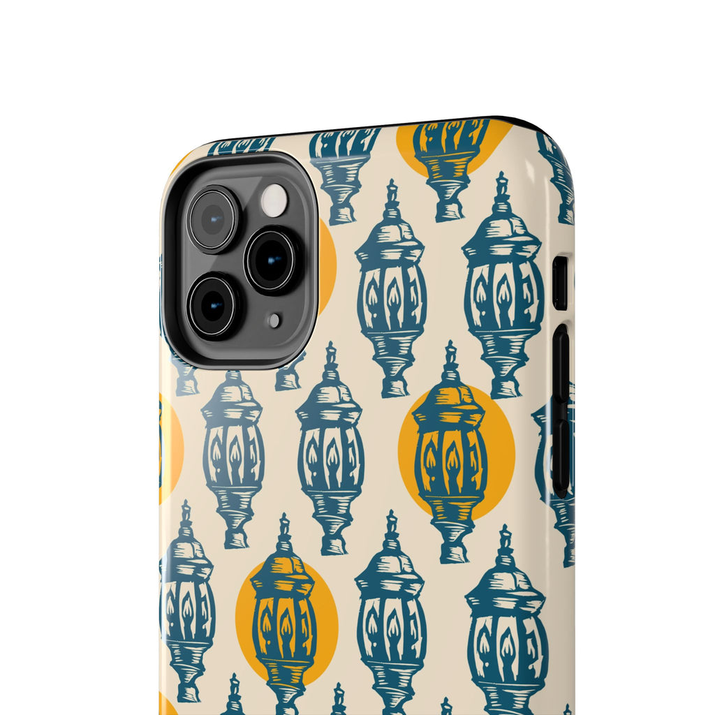 Tough Phone Case — Blue & Mustard Lantern Pattern Slim Protective Cover
