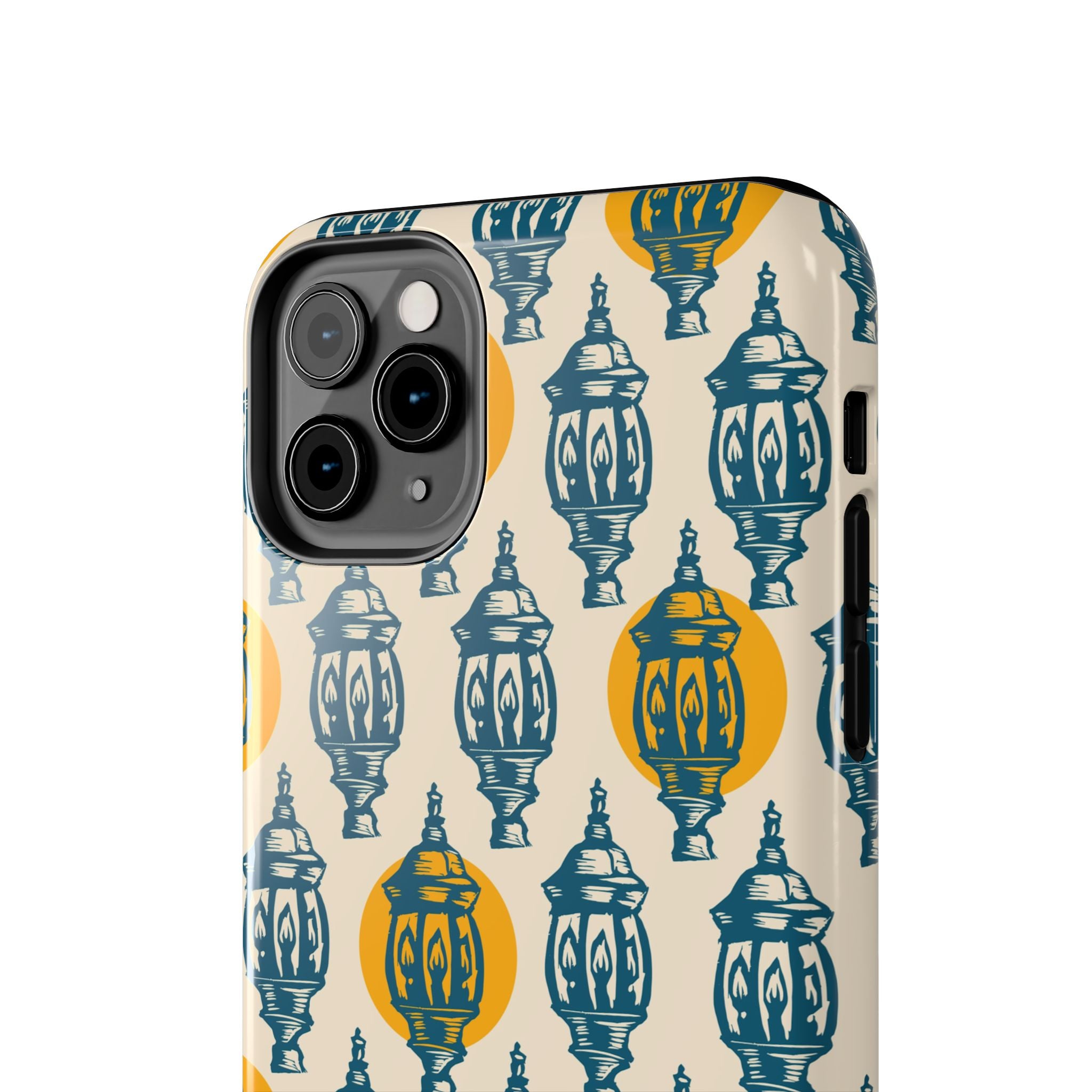 Tough Phone Case — Blue & Mustard Lantern Pattern Slim Protective Cover