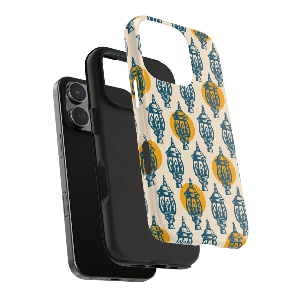 Tough Phone Case — Blue & Mustard Lantern Pattern Slim Protective Cover