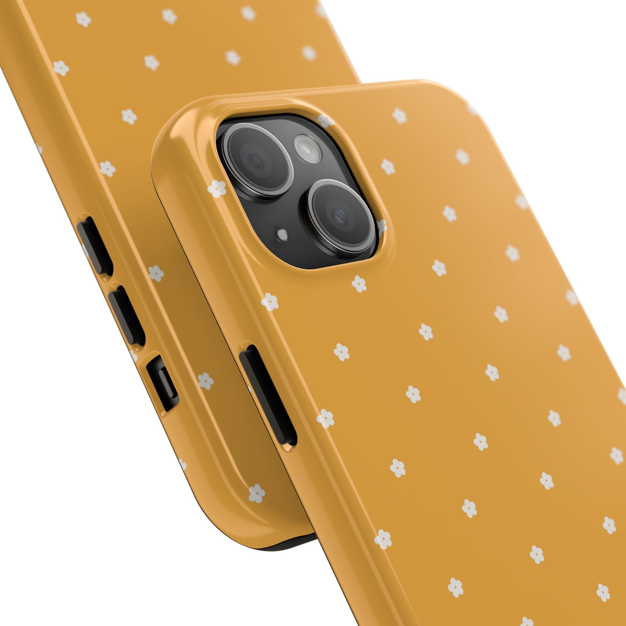 Ditsy Daisy Tough Phone Case — Mustard Floral Protective Cover