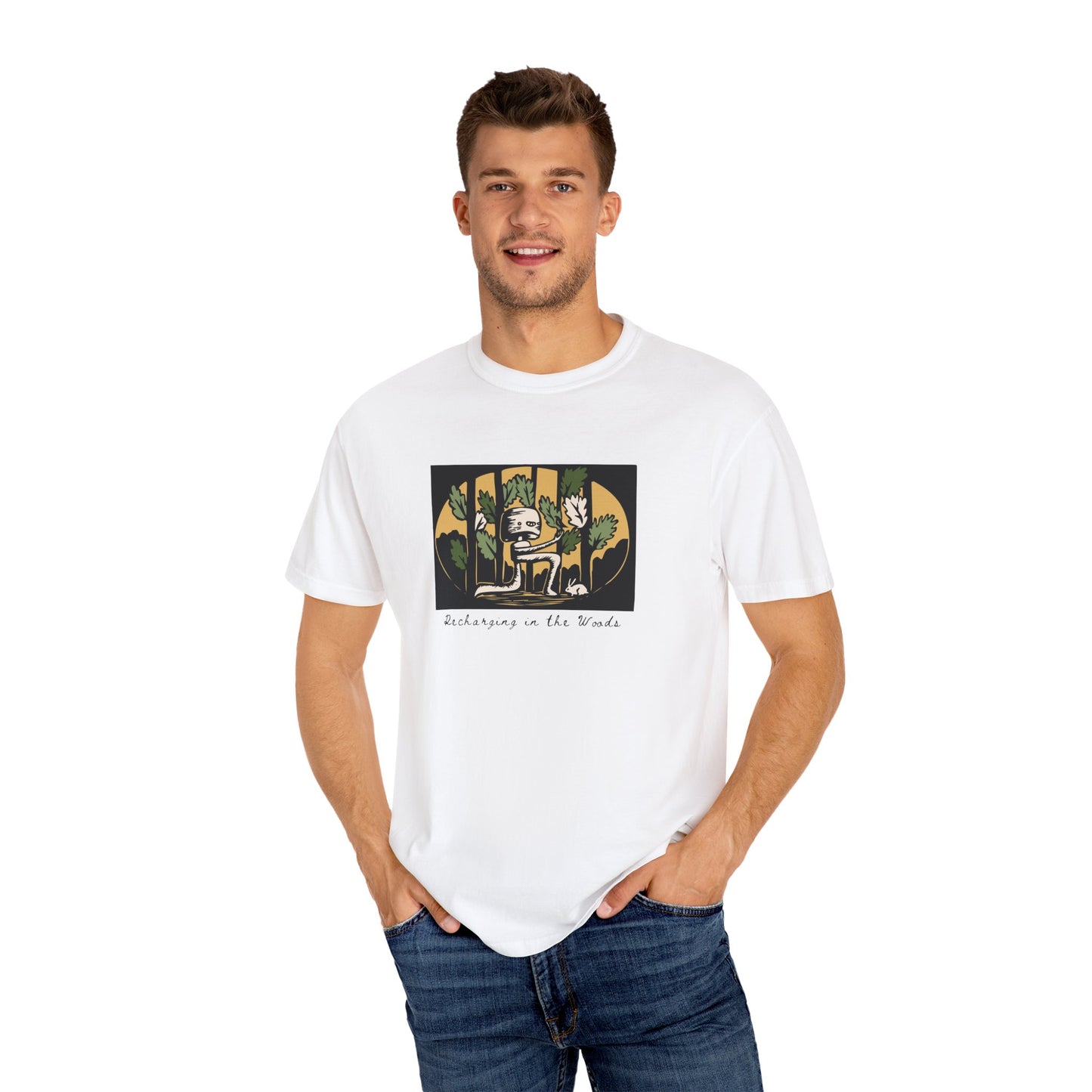 Cute Nature Robot Unisex Jersey Tee - Whimsical Fantasy Forestcore Graphic T-Shirt for Summer