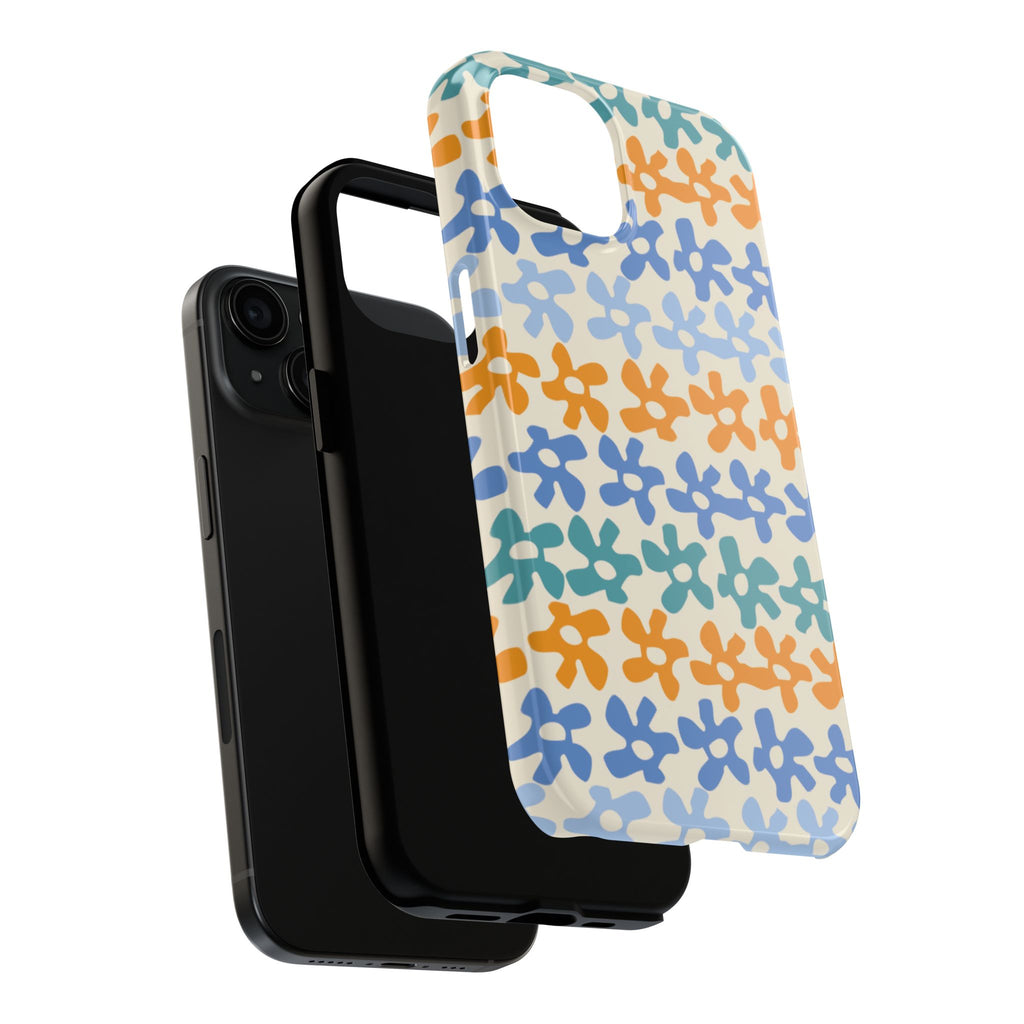 Floral Stripe Tough Phone Case — Colorful Retro Doodle Protection