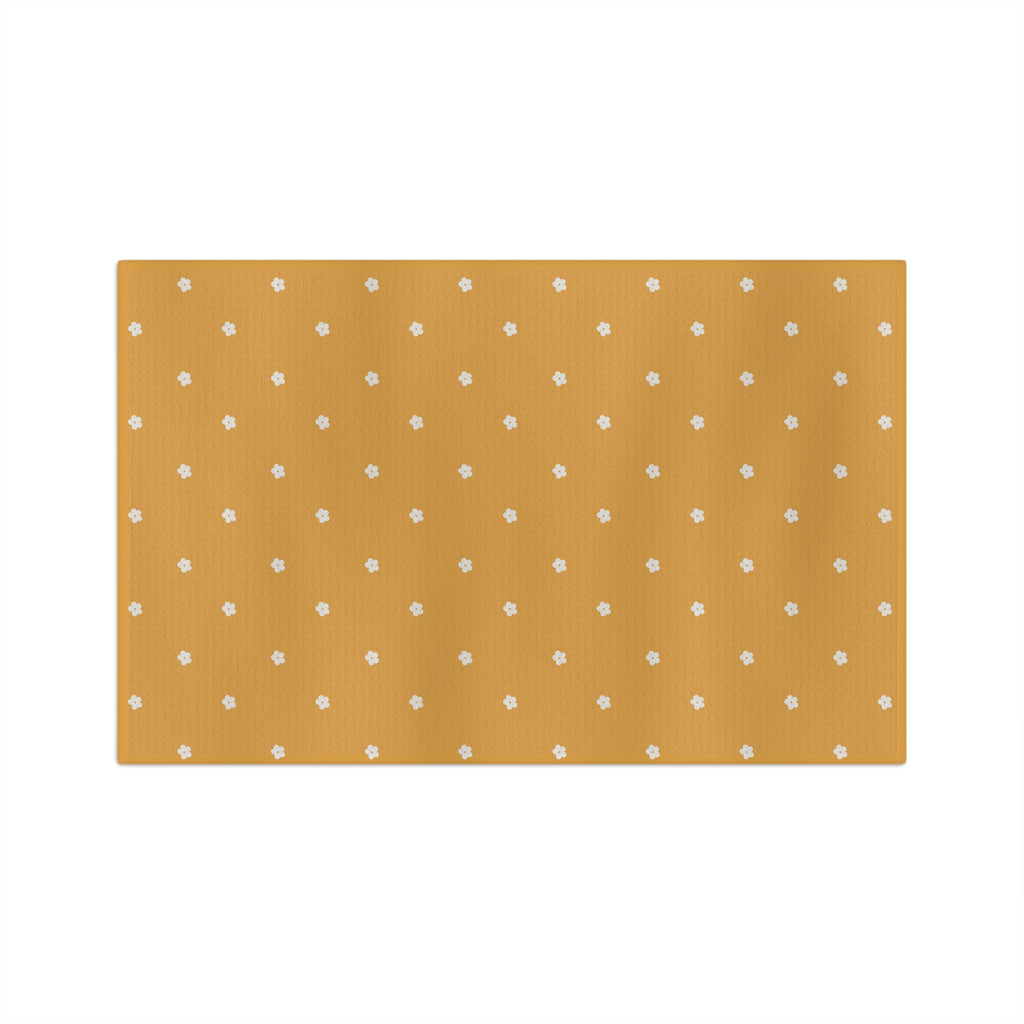 Floral Dot Tea Towel — Mustard Microfiber Kitchen Towel