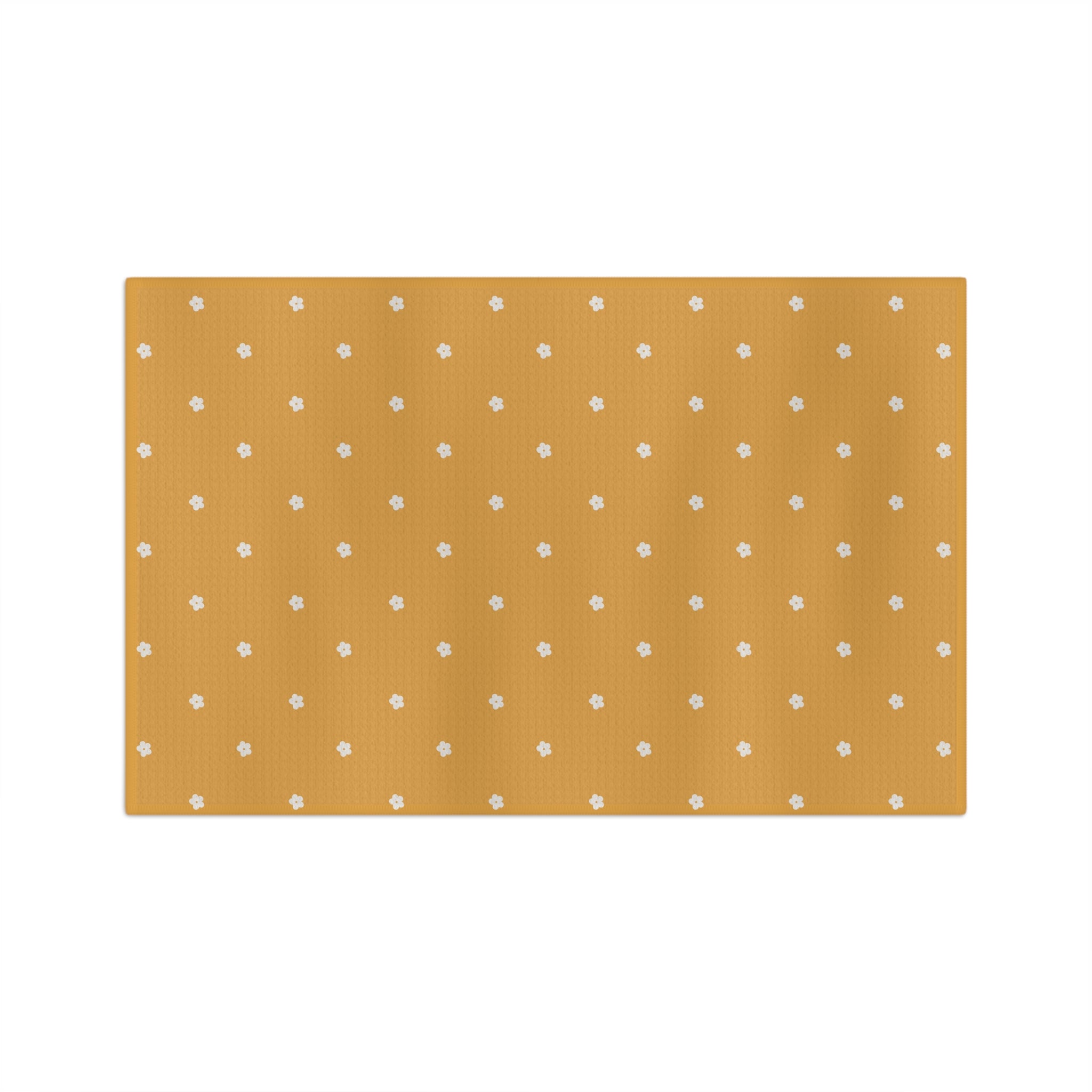 Floral Dot Tea Towel — Mustard Microfiber Kitchen Towel