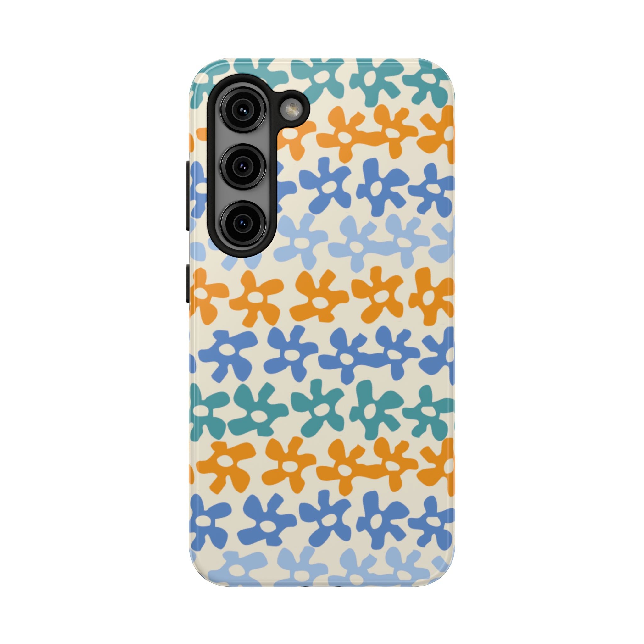 Floral Stripe Tough Phone Case — Colorful Retro Doodle Protection