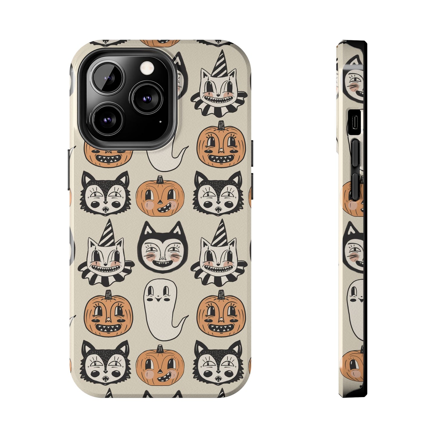 Halloween Cat & Pumpkin Phone Cases, Tough Phone Cover, Spooky Protective Case, Fall Aesthetic, Cute Halloween Gift