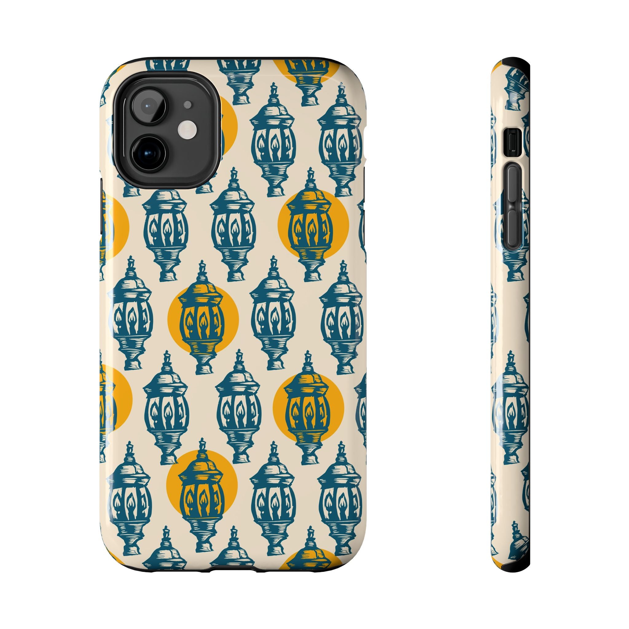 Tough Phone Case — Blue & Mustard Lantern Pattern Slim Protective Cover