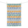 Floral Stripe Microfiber Tea Towel — Colorful Hand-Drawn Flower Pattern