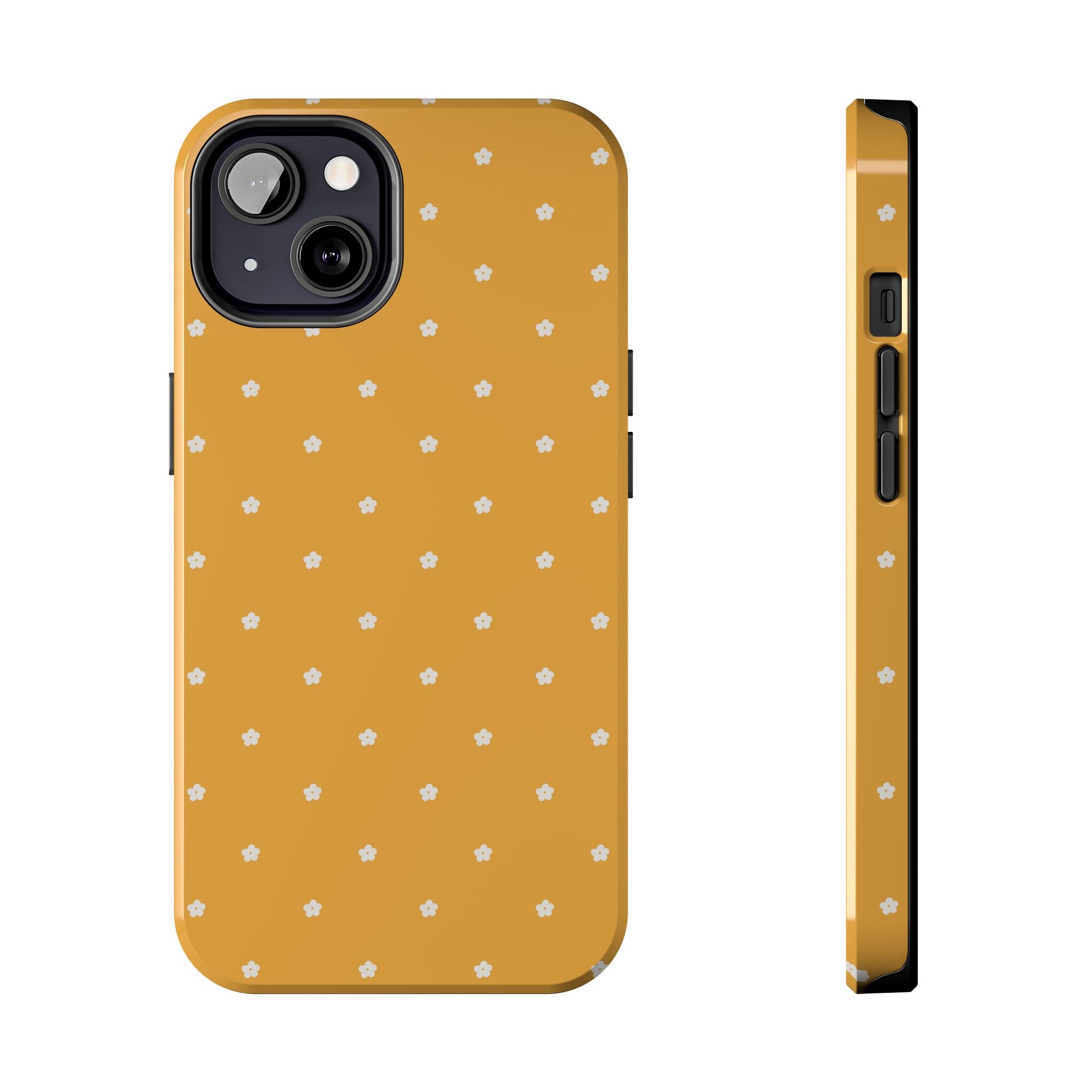 Ditsy Daisy Tough Phone Case — Mustard Floral Protective Cover