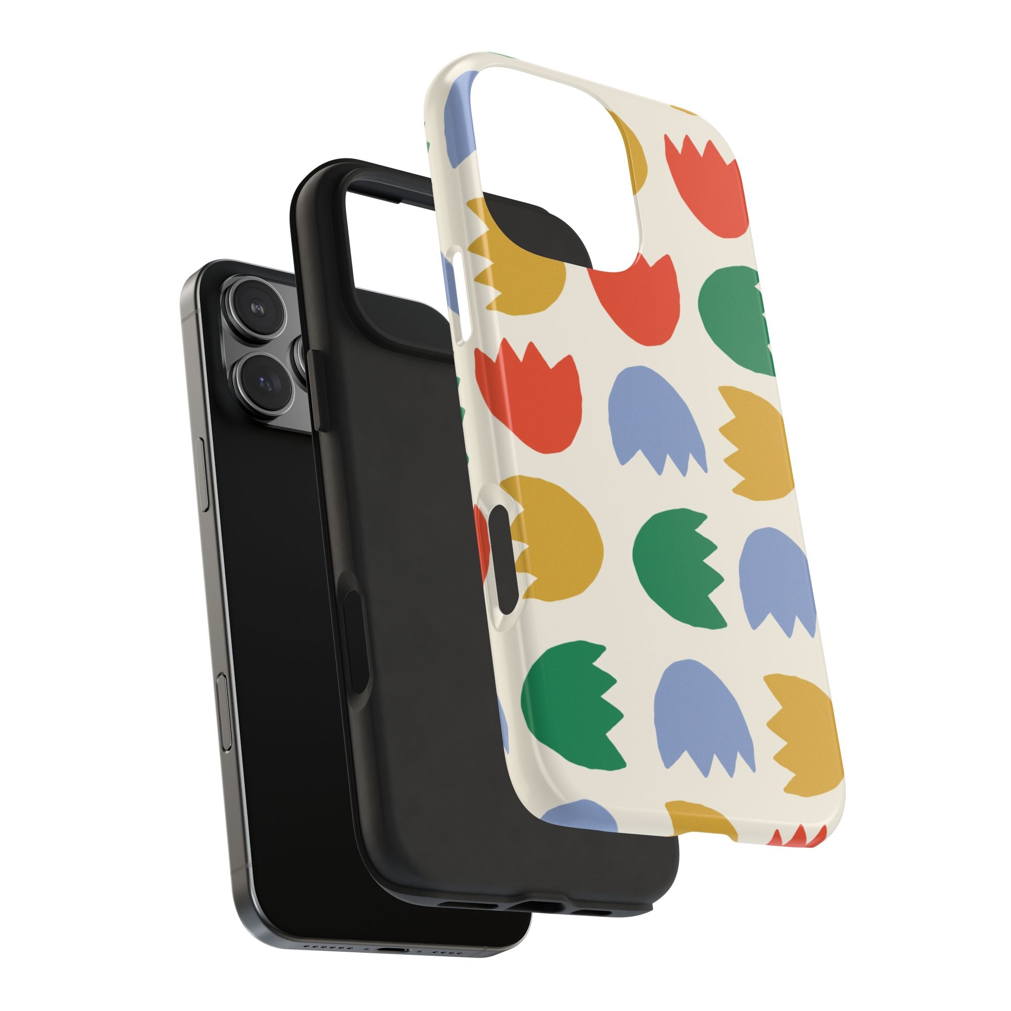 Tough Phone Case — Retro Tulip Pattern Green Floral Protective Cover