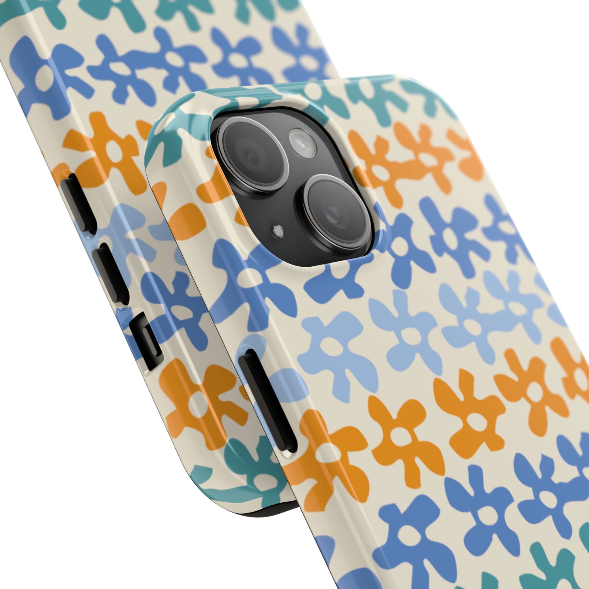 Floral Stripe Tough Phone Case — Colorful Retro Doodle Protection