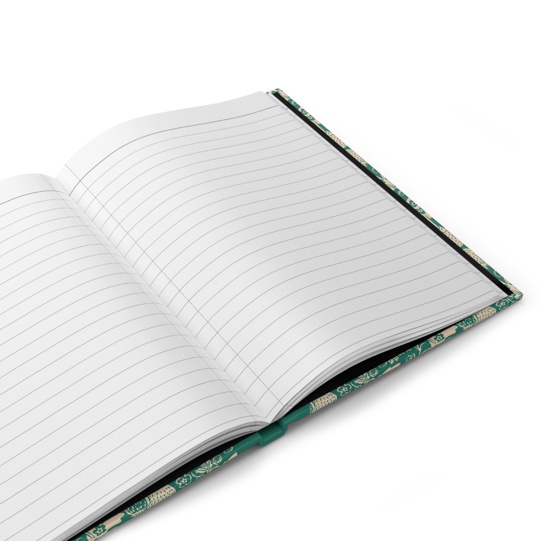 Floral Thistle Hardcover Journal — Botanical Green Strawberry Pattern