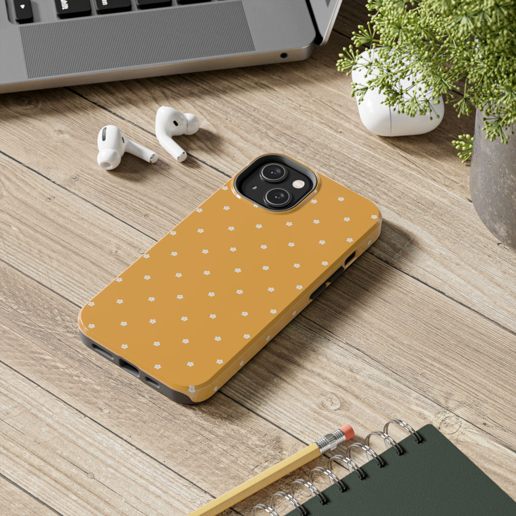 Ditsy Daisy Tough Phone Case — Mustard Floral Protective Cover