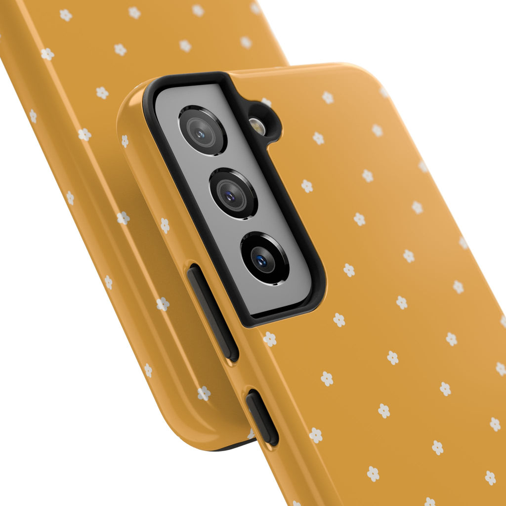 Ditsy Daisy Tough Phone Case — Mustard Floral Protective Cover
