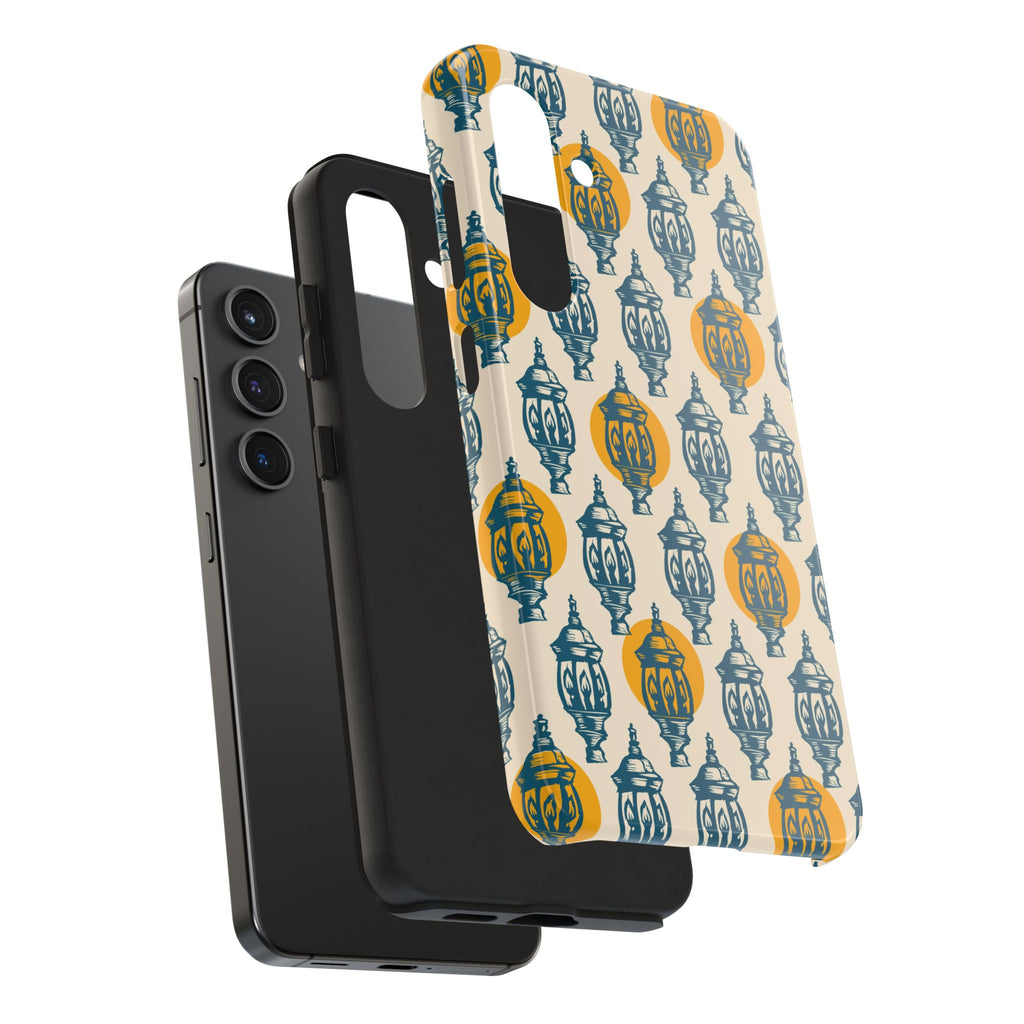 Tough Phone Case — Blue & Mustard Lantern Pattern Slim Protective Cover