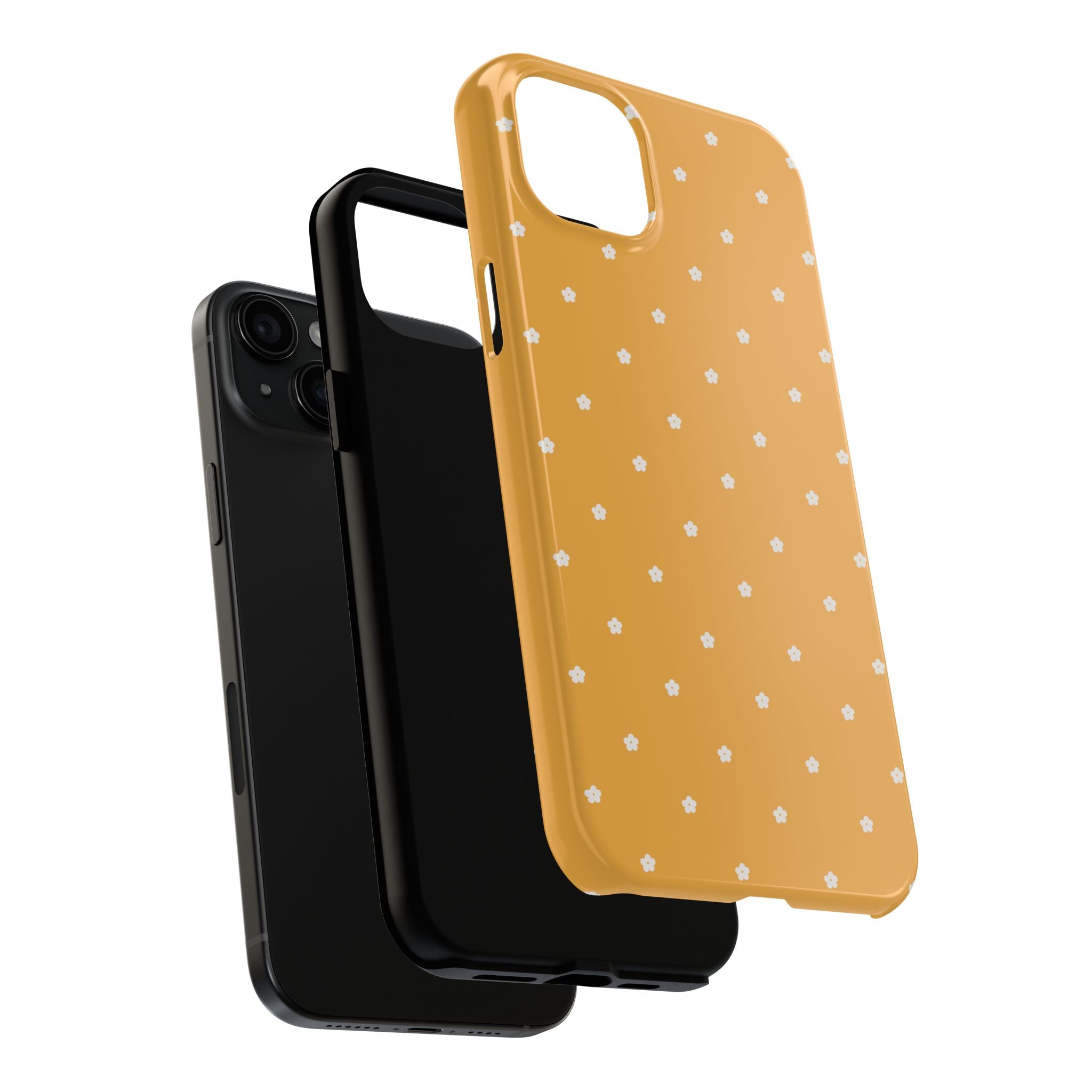 Ditsy Daisy Tough Phone Case — Mustard Floral Protective Cover