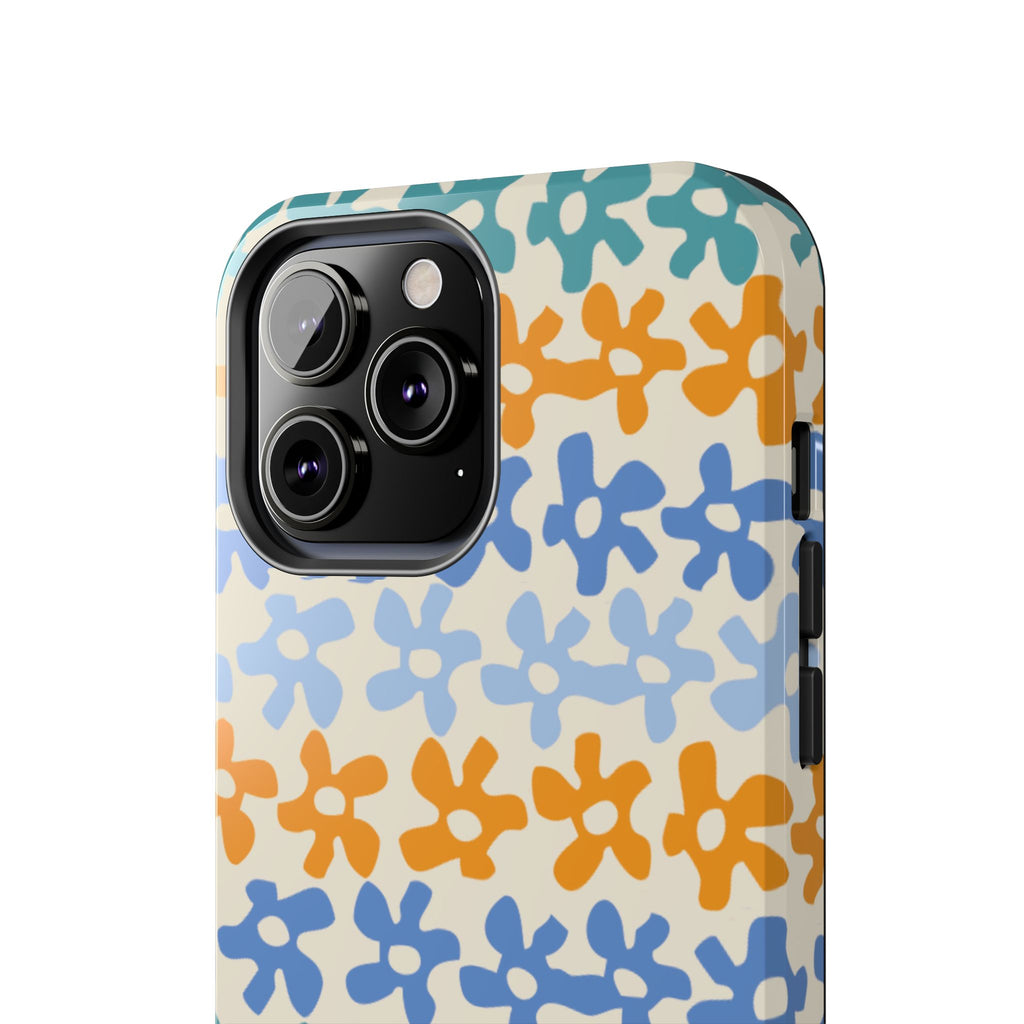 Floral Stripe Tough Phone Case — Colorful Retro Doodle Protection