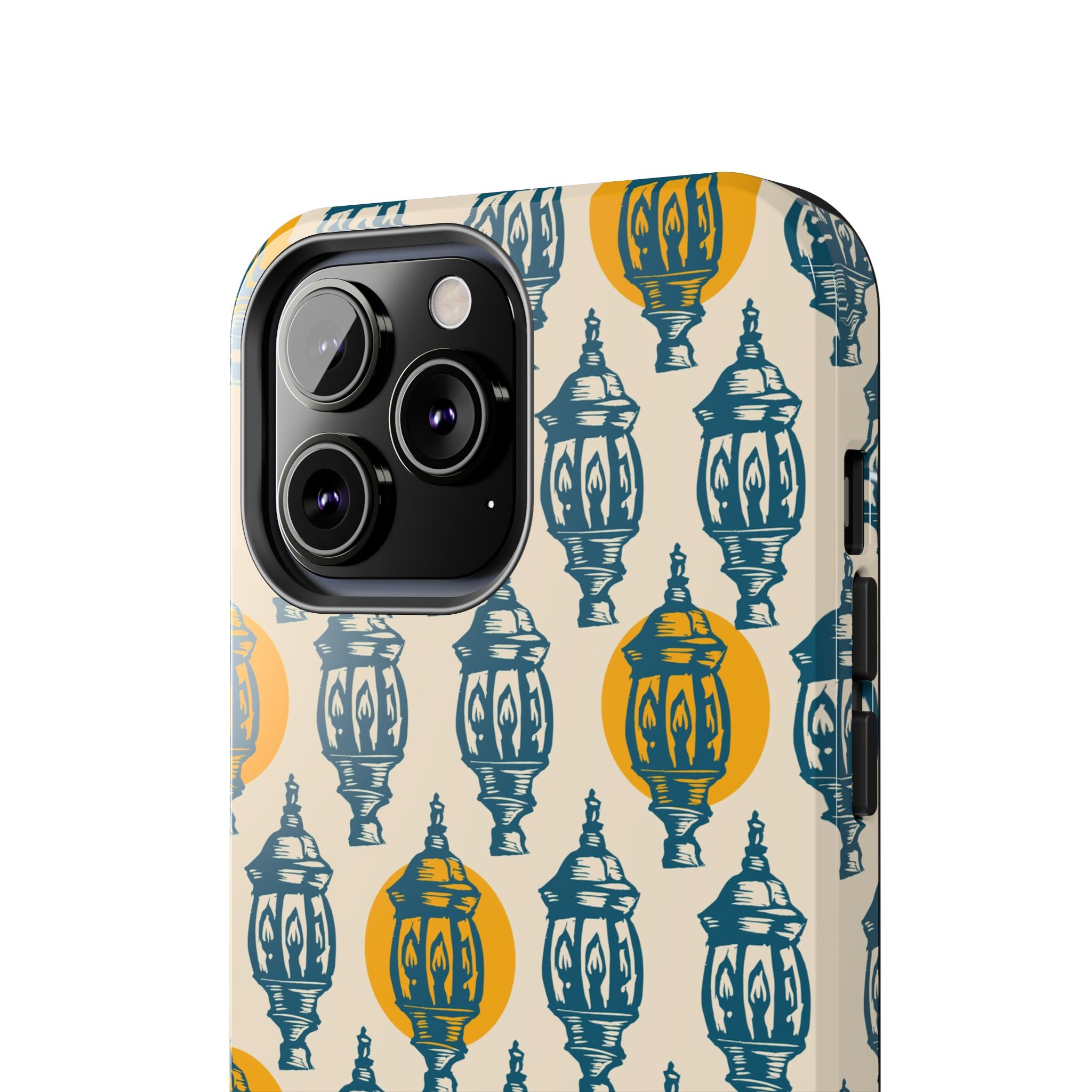 Tough Phone Case — Blue & Mustard Lantern Pattern Slim Protective Cover